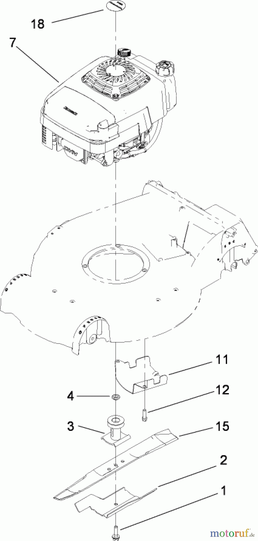  Toro Neu Mowers, Walk-Behind Seite 2 22193 (PT21) - Toro PT21 Trim Mower, 2008 (280000001-280999999) ENGINE AND BLADE ASSEMBLY