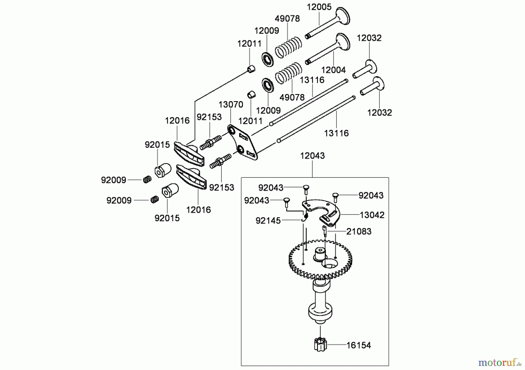  Toro Neu Mowers, Walk-Behind Seite 2 22193 (PT21) - Toro PT21 Trim Mower, 2008 (280000001-280999999) VALVE AND CAMSHAFT ASSEMBLY KAWASAKI FJ180V-AS34