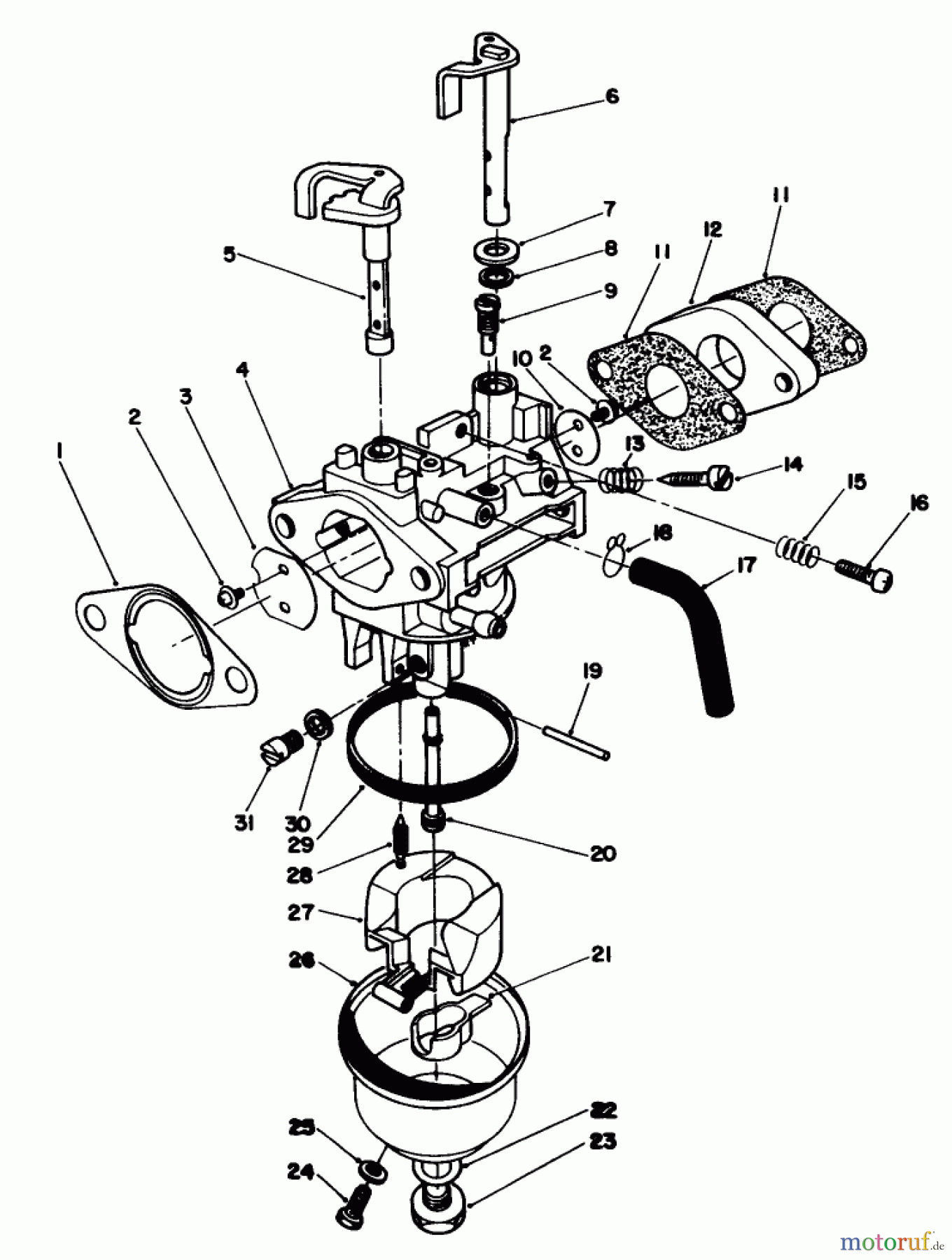  Toro Neu Mowers, Walk-Behind Seite 2 22510 - Toro Lawnmower, 1987 (7000001-7999999) CARBURETOR ASSEMBLY