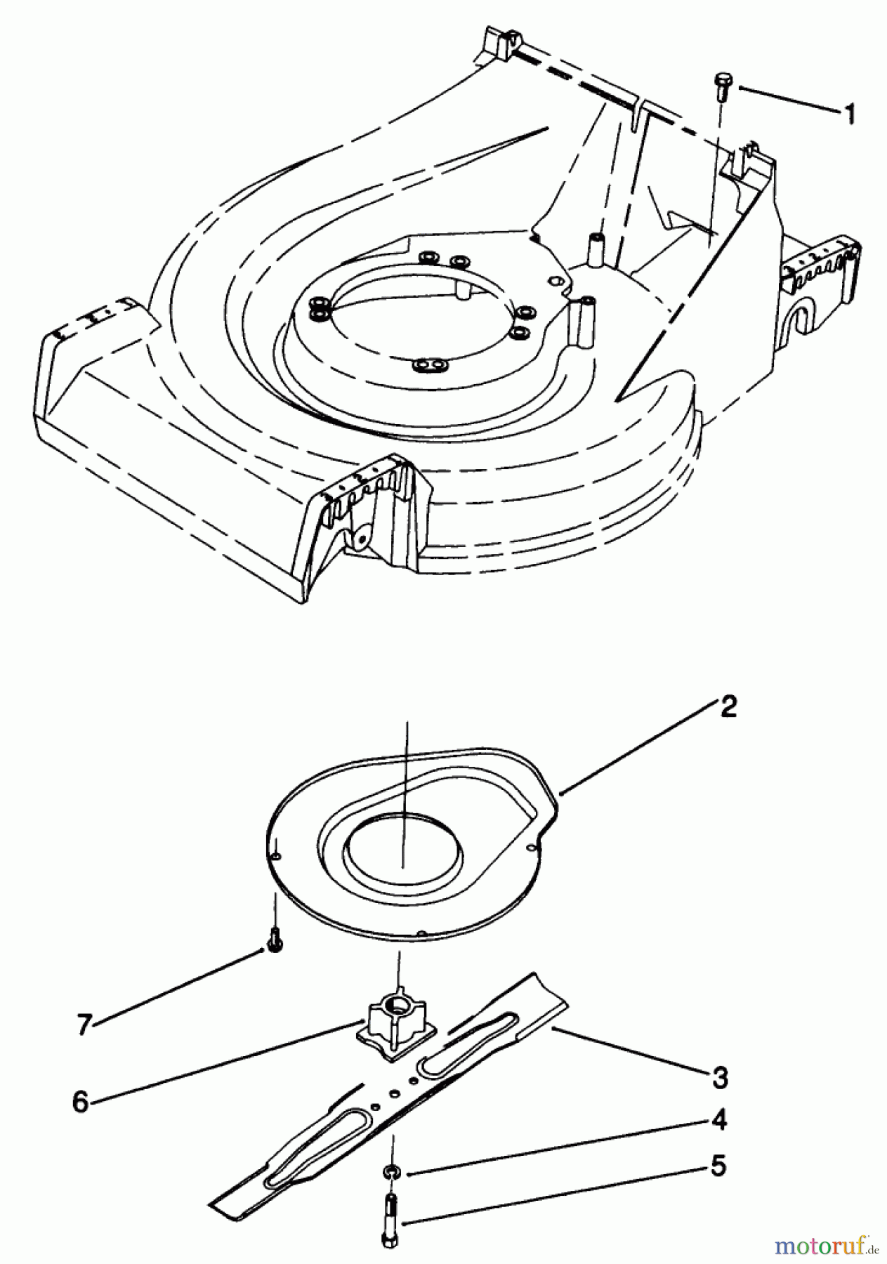  Toro Neu Mowers, Walk-Behind Seite 2 22581 - Toro Lawnmower, 1991 (1000001-1999999) BLADE & SHIELD ASSEMBLY