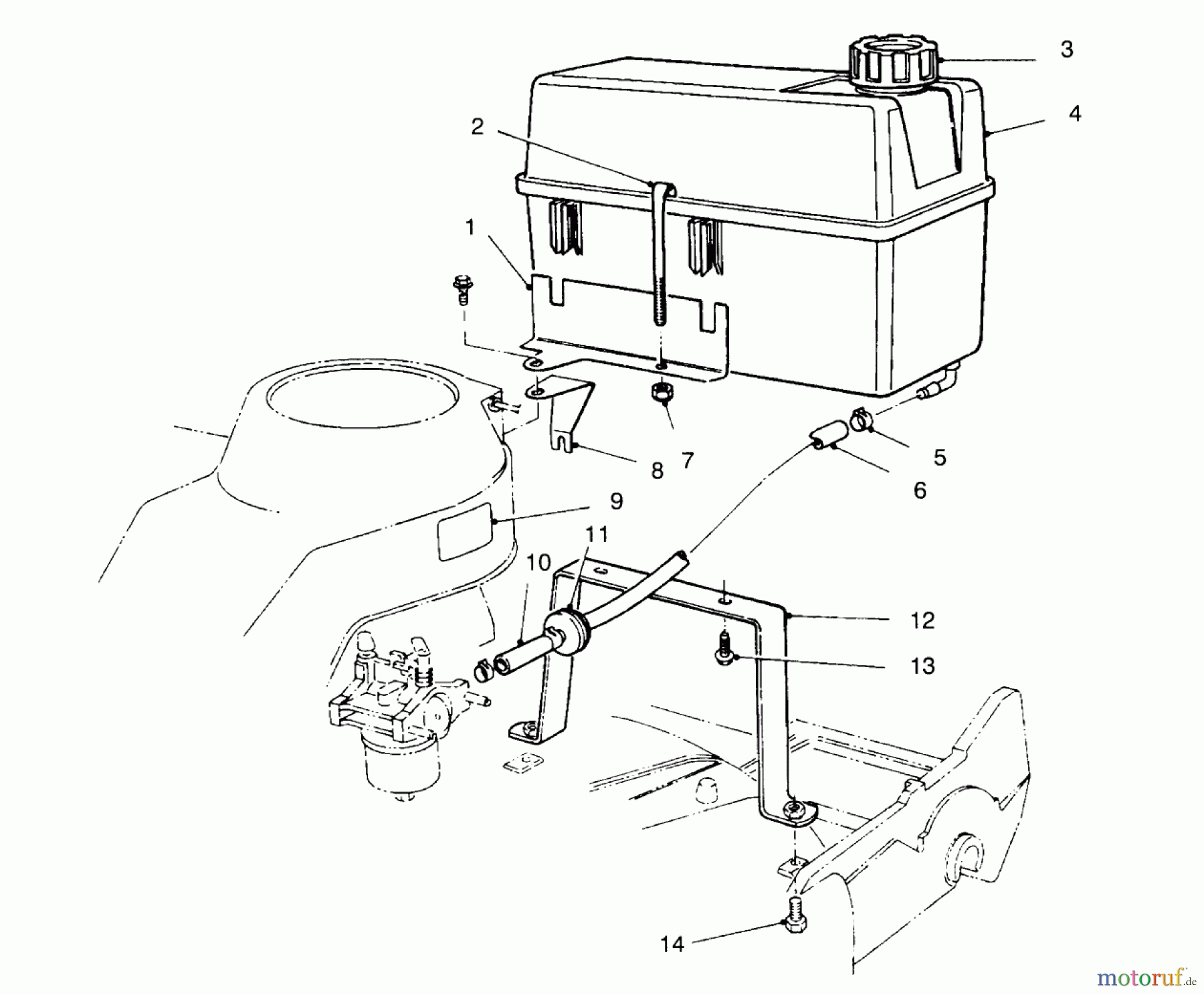  Toro Neu Mowers, Walk-Behind Seite 2 22700BC - Toro Lawnmower, 1995 (5900001-5999999) GAS TANK ASSEMBLY