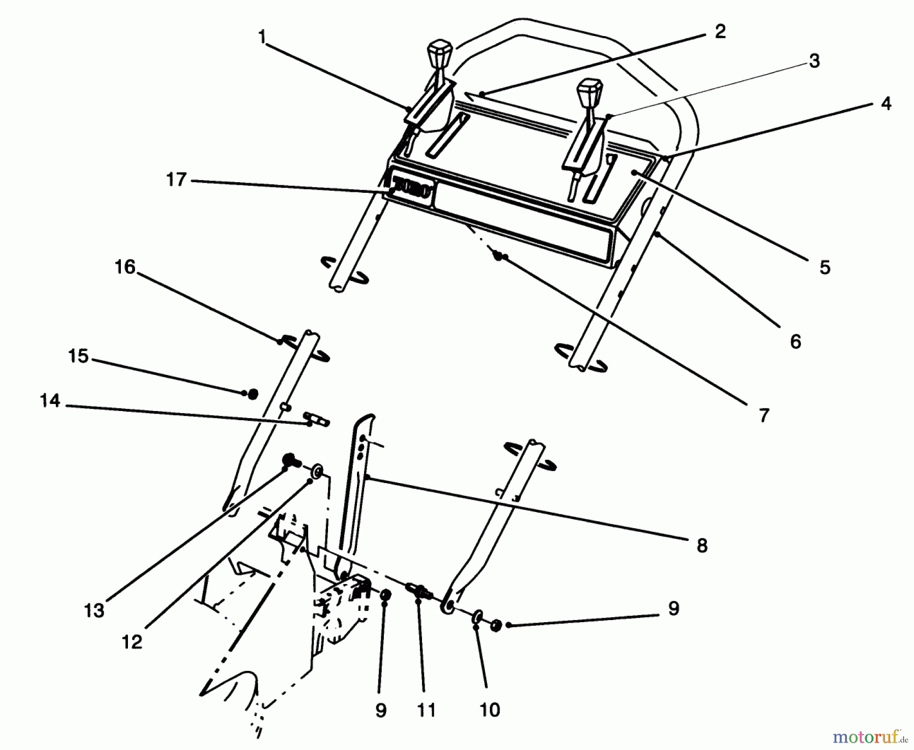  Toro Neu Mowers, Walk-Behind Seite 2 26620B - Toro Lawnmower, 1993 (3900001-3999999) HANDLE ASSEMBLY