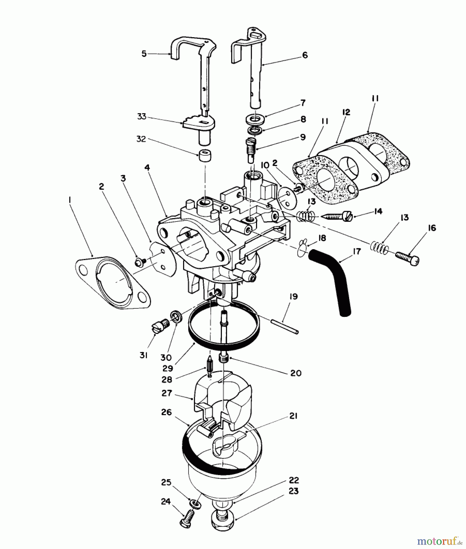  Toro Neu Mowers, Walk-Behind Seite 2 26620BF - Toro Lawnmower, 1991 (1000001-1999999) CARBURETOR ASSEMBLY (ENGINE NO. VML0-7)