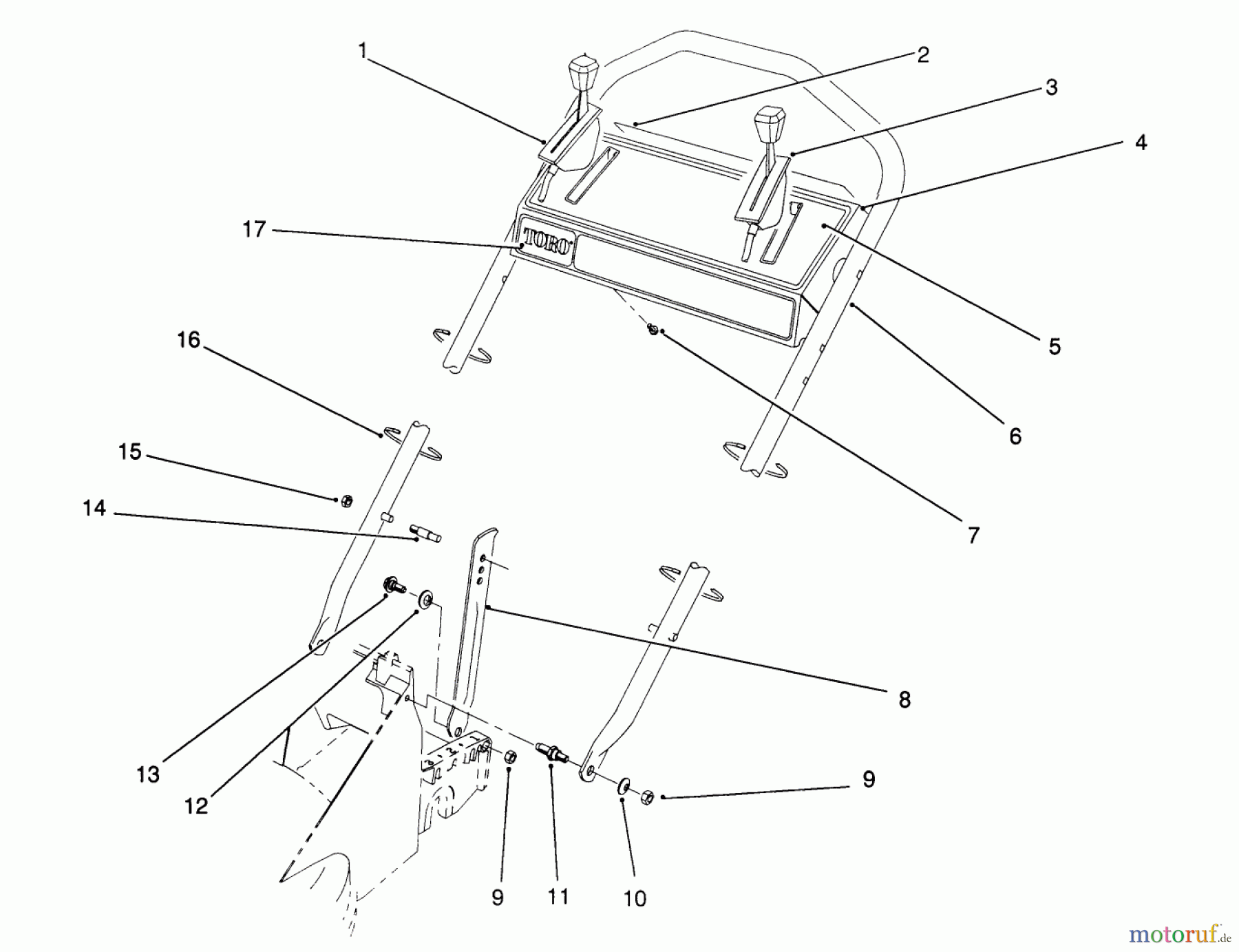  Toro Neu Mowers, Walk-Behind Seite 2 26620BF - Toro Lawnmower, 1991 (1000001-1999999) HANDLE ASSEMBLY