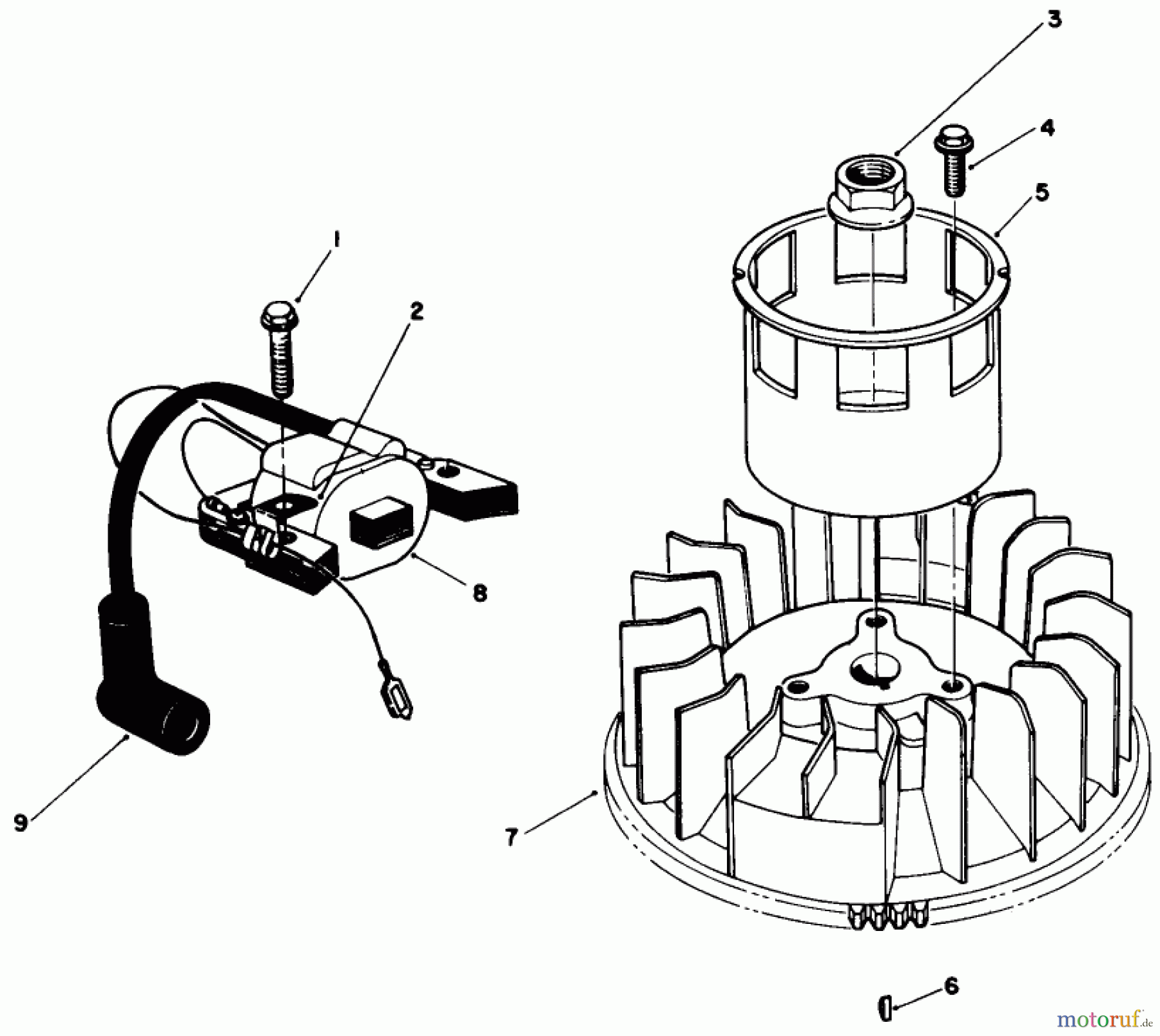  Toro Neu Mowers, Walk-Behind Seite 2 26621 - Toro Lawnmower, 1990 (0000001-0999999) MAGNETO & FLYWHEEL ASSEMBLY (ENGINE MODEL NO. VMK9-2)