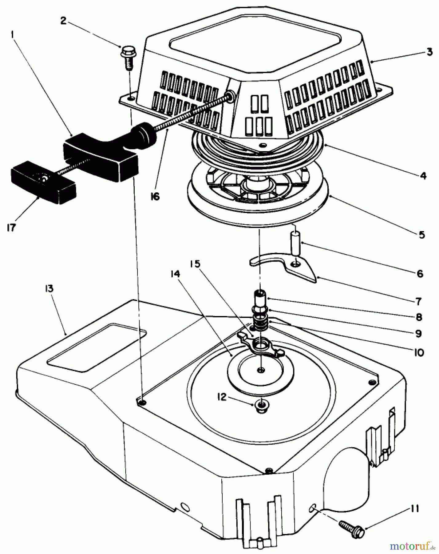  Toro Neu Mowers, Walk-Behind Seite 2 26621 - Toro Lawnmower, 1990 (0000001-0999999) RECOIL ASSEMBLY (ENGINE MODEL NO. VMK9-2)