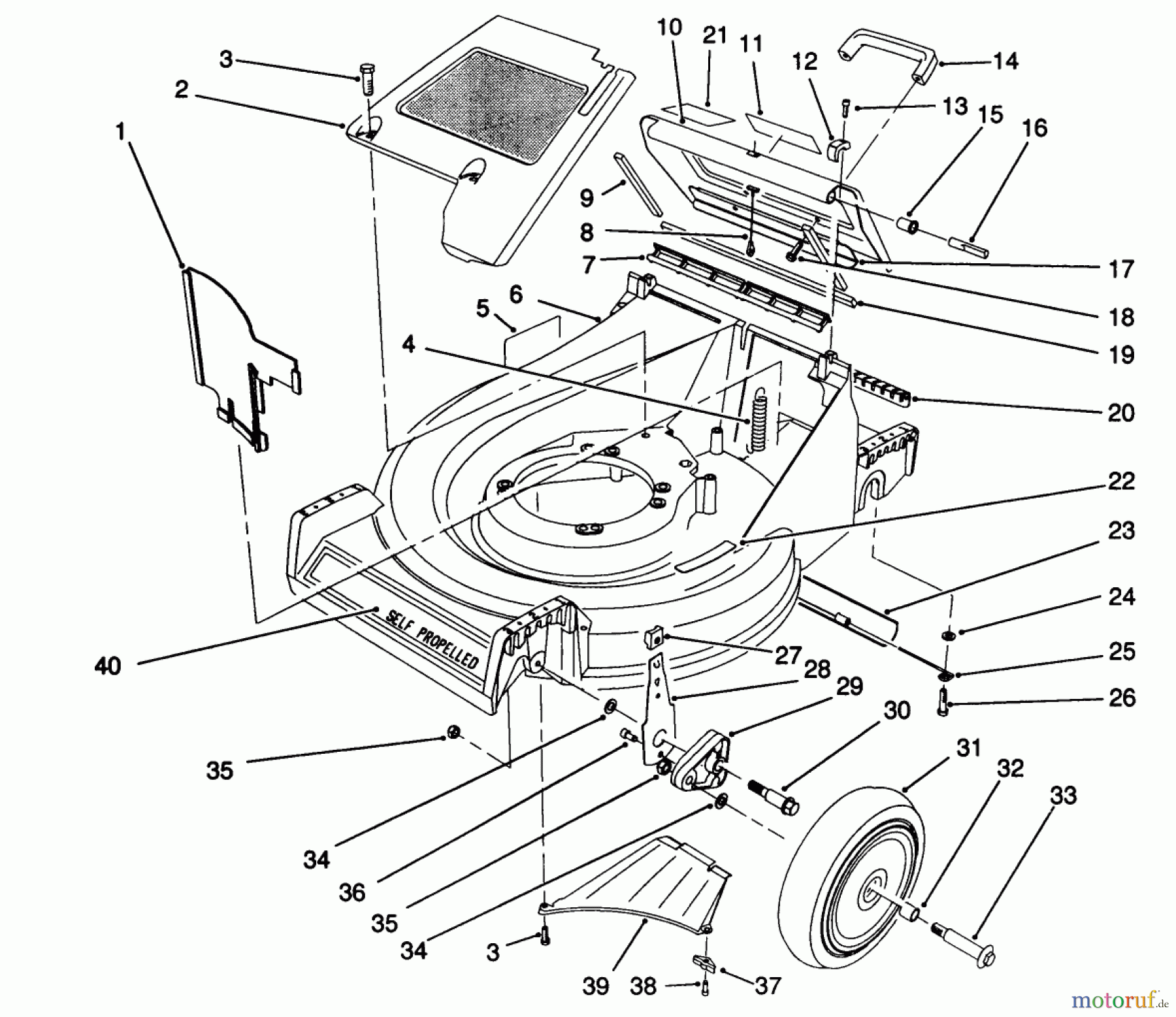  Toro Neu Mowers, Walk-Behind Seite 2 26621B - Toro Lawnmower, 1992 (2000001-2999999) HOUSING ASSEMBLY