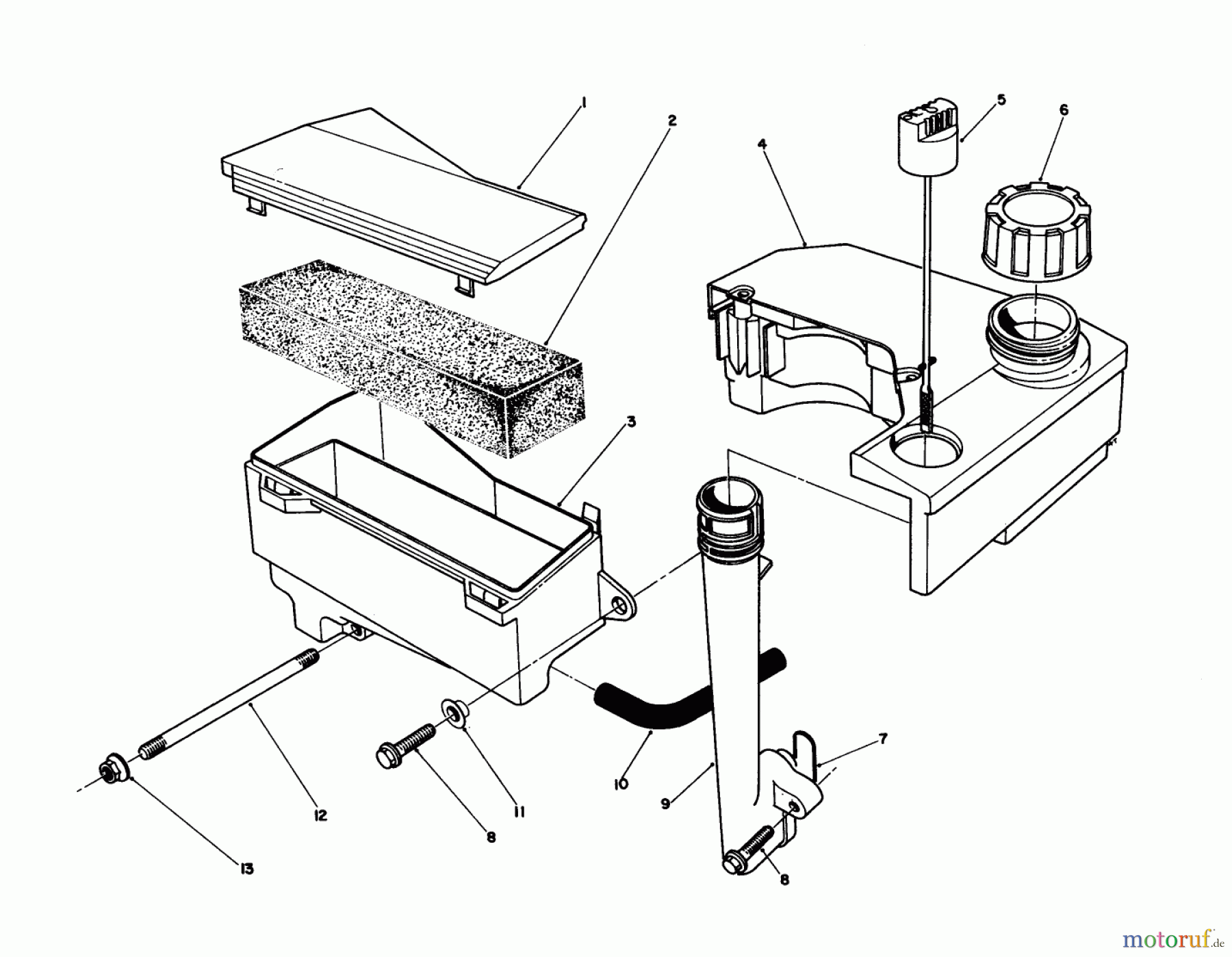  Toro Neu Mowers, Walk-Behind Seite 2 26622 - Toro Lawnmower, 1990 (0000001-0003100) AIR CLEANER & FUEL TANK ASSEMBLY (ENGINE MODEL NO. VMJ8)