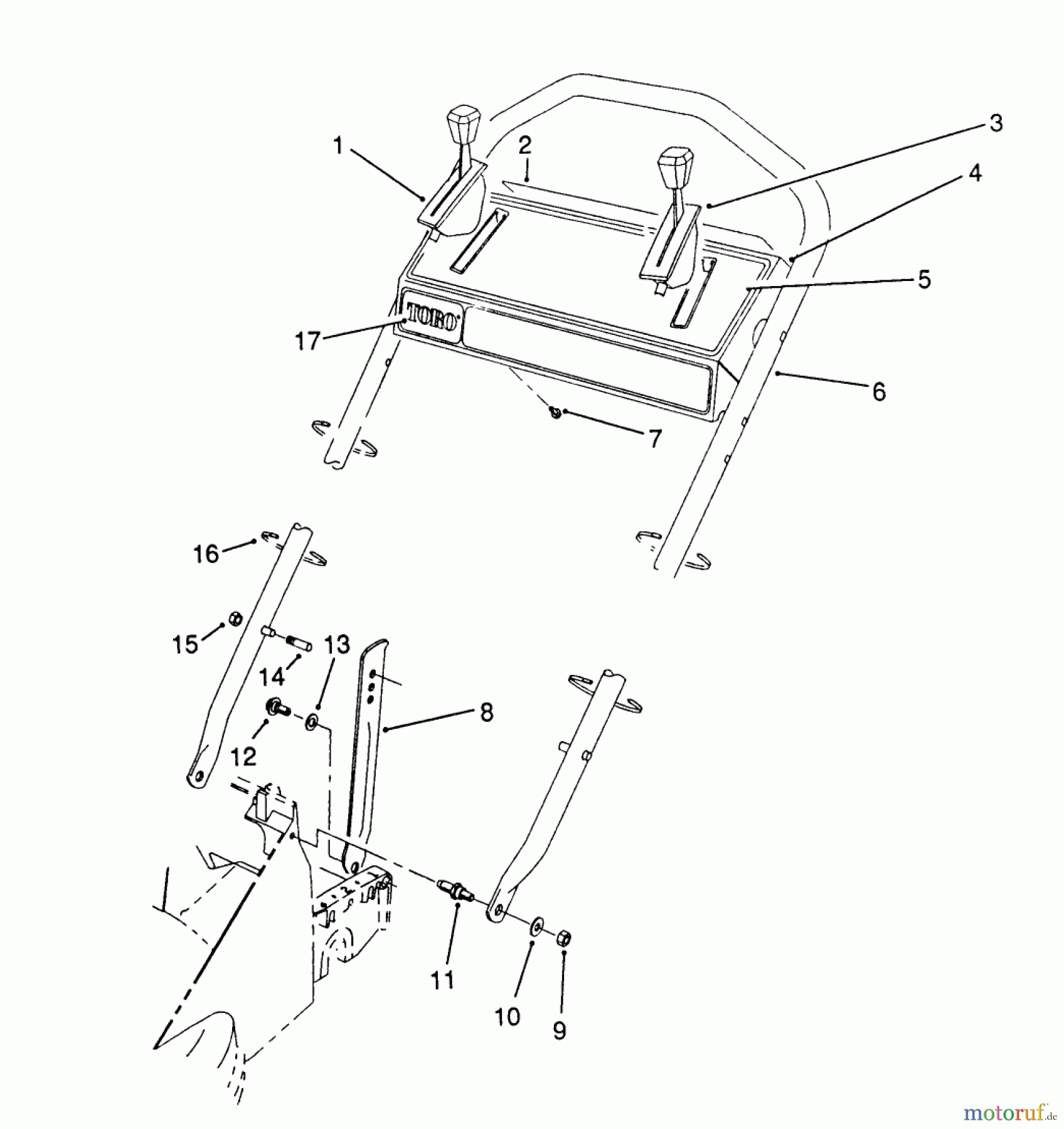  Toro Neu Mowers, Walk-Behind Seite 2 26622 - Toro Lawnmower, 1990 (0003101-0999999) HANDLE ASSEMBLY