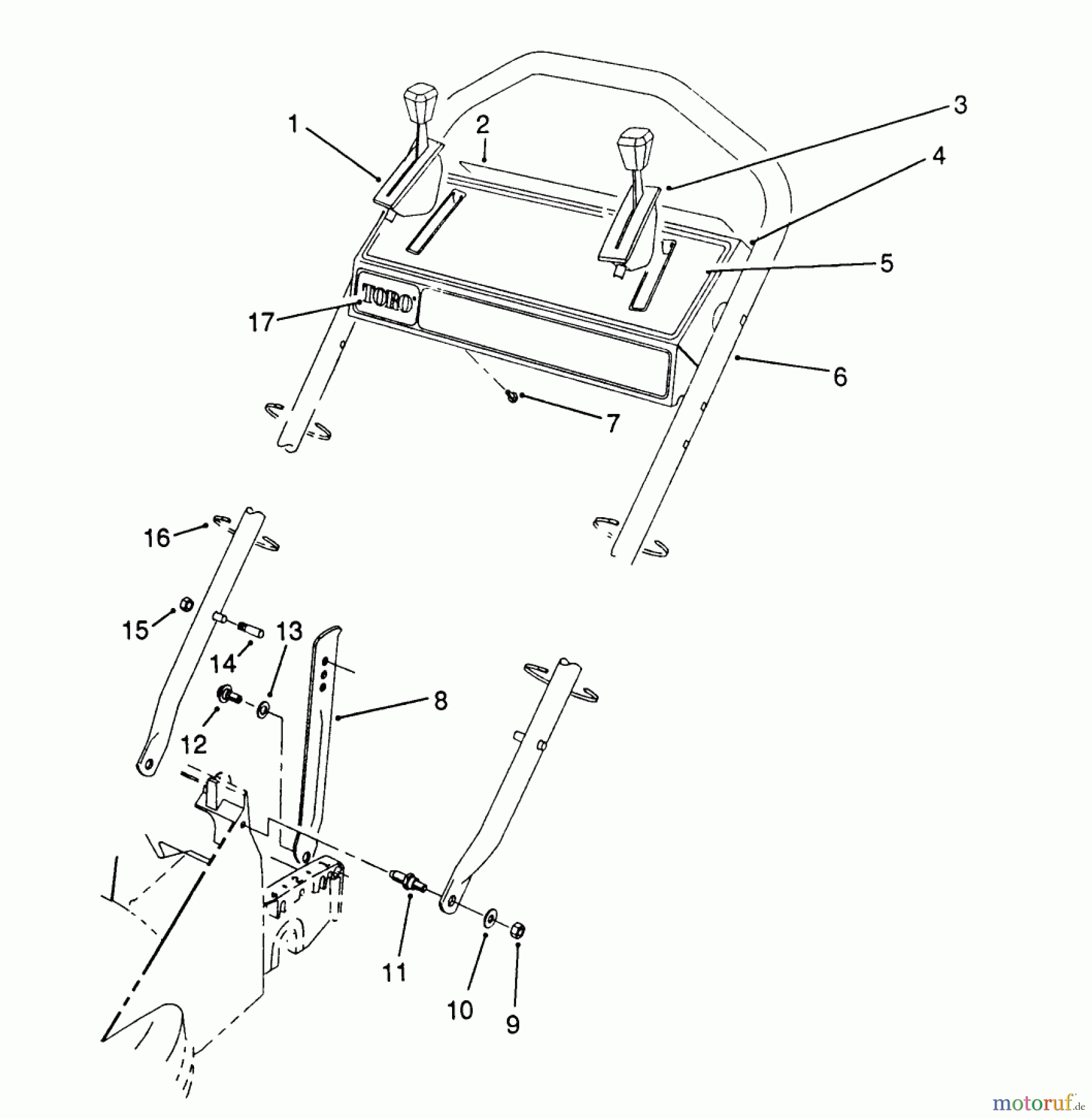  Toro Neu Mowers, Walk-Behind Seite 2 26623 - Toro Lawnmower, 1991 (0000001-0999999) HANDLE ASSEMBLY