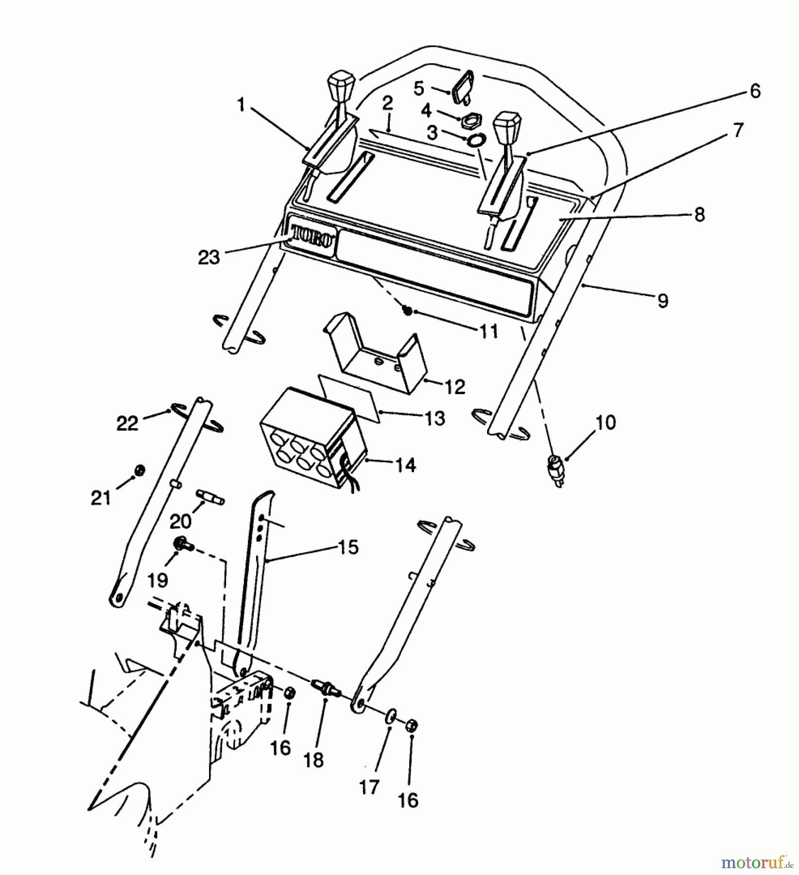  Toro Neu Mowers, Walk-Behind Seite 2 26624C - Toro Lawnmower, 1989 (9000001-9999999) HANDLE ASSEMBLY