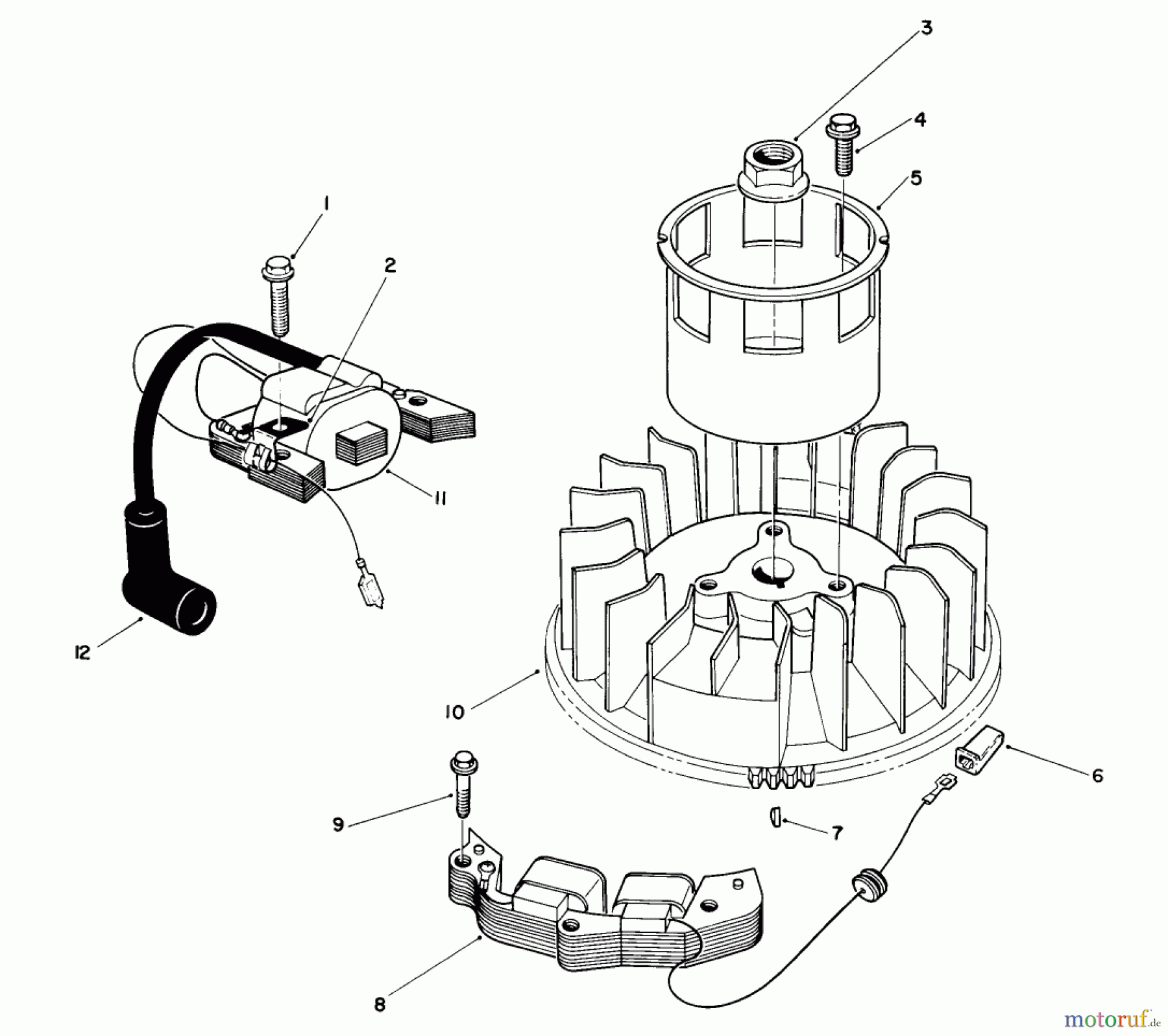  Toro Neu Mowers, Walk-Behind Seite 2 26625BG - Toro Lawnmower, 1991 (1000001-1999999) MAGNETO & FLYWHEEL ASSEMBLY (ENGINE NO. VML0-5)