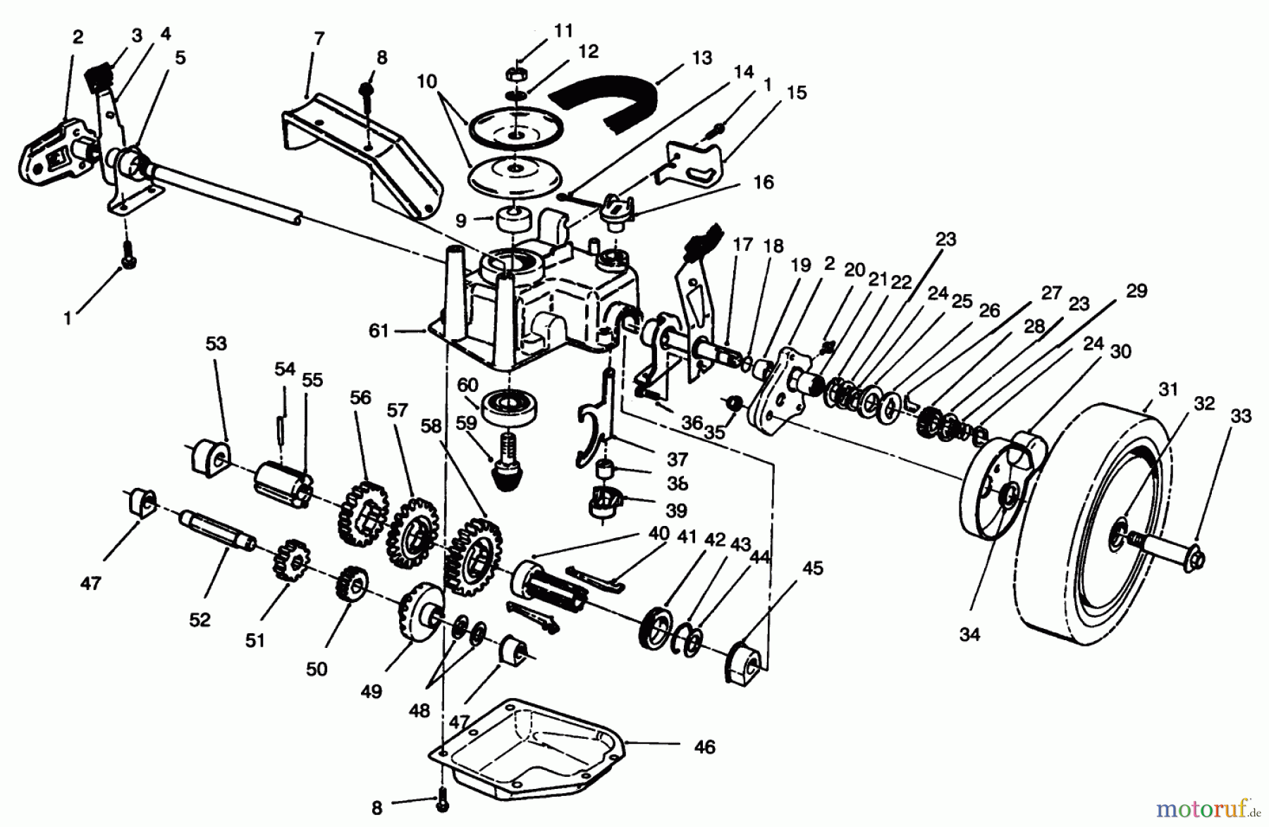  Toro Neu Mowers, Walk-Behind Seite 2 26625B - Toro Lawnmower, 1993 (3900001-3999999) GEAR CASE ASSEMBLY