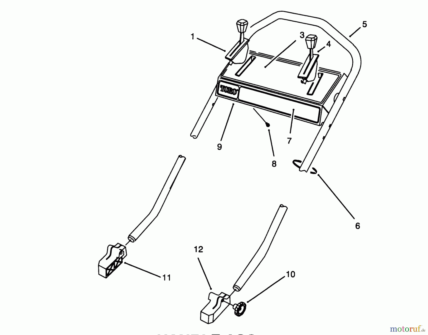  Toro Neu Mowers, Walk-Behind Seite 2 26630B - Toro Lawnmower, 1994 (4900001-4999999) HANDLE ASSEMBLY