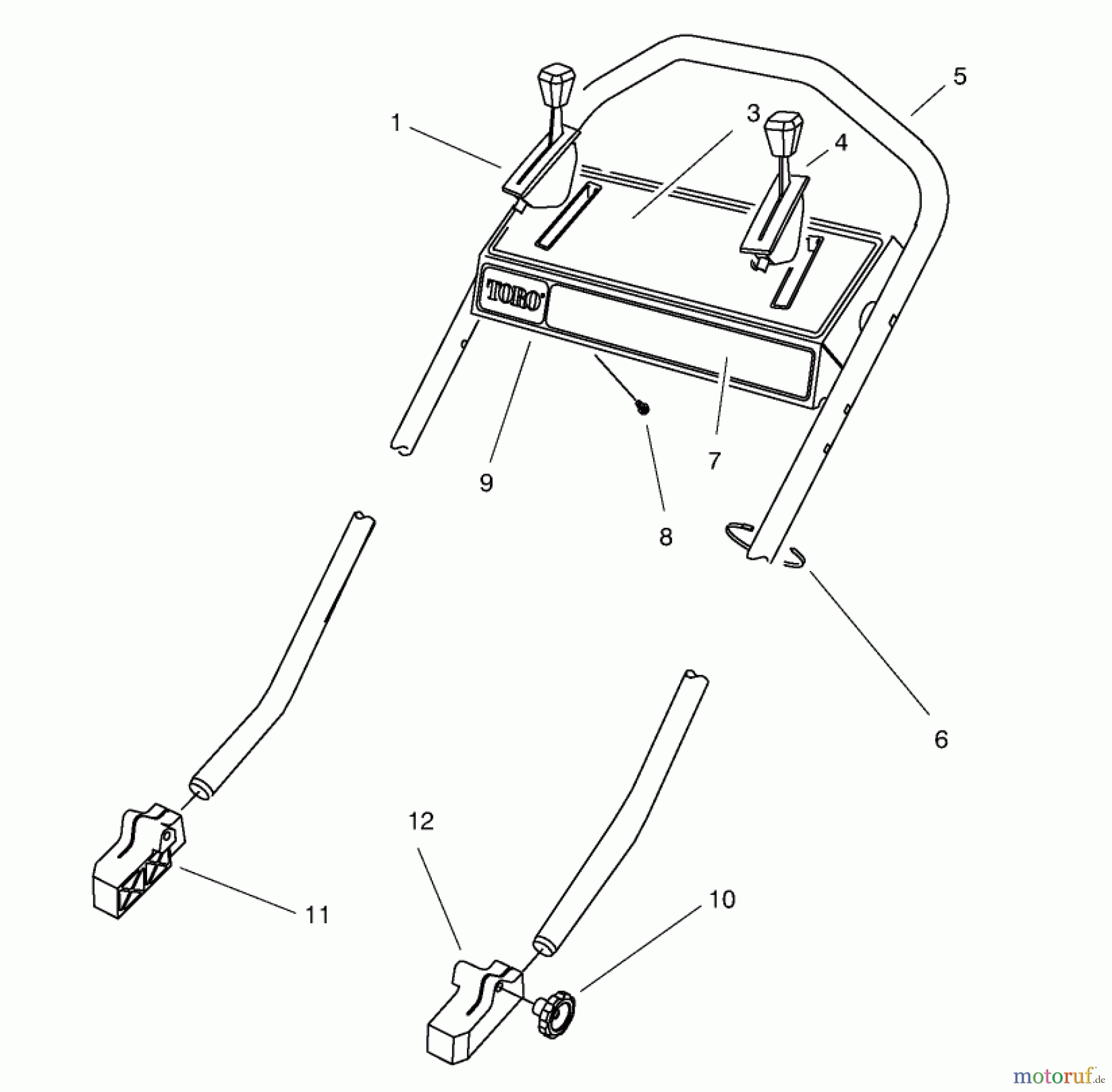  Toro Neu Mowers, Walk-Behind Seite 2 26632 - Toro Lawnmower, 1997 (7900001-7999999) HANDLE ASSEMBLY