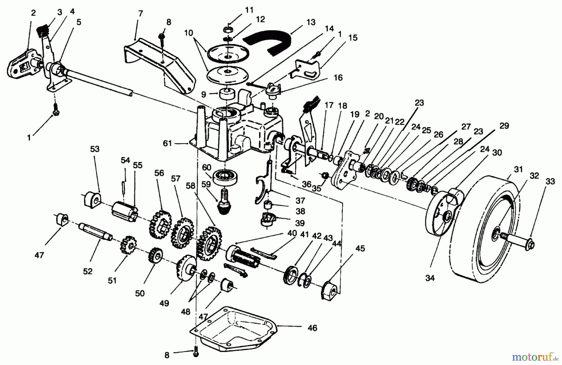  Toro Neu Mowers, Walk-Behind Seite 2 26632B - Toro Lawnmower, 1996 (6900001-6999999) GEAR CASE ASSEMBLY