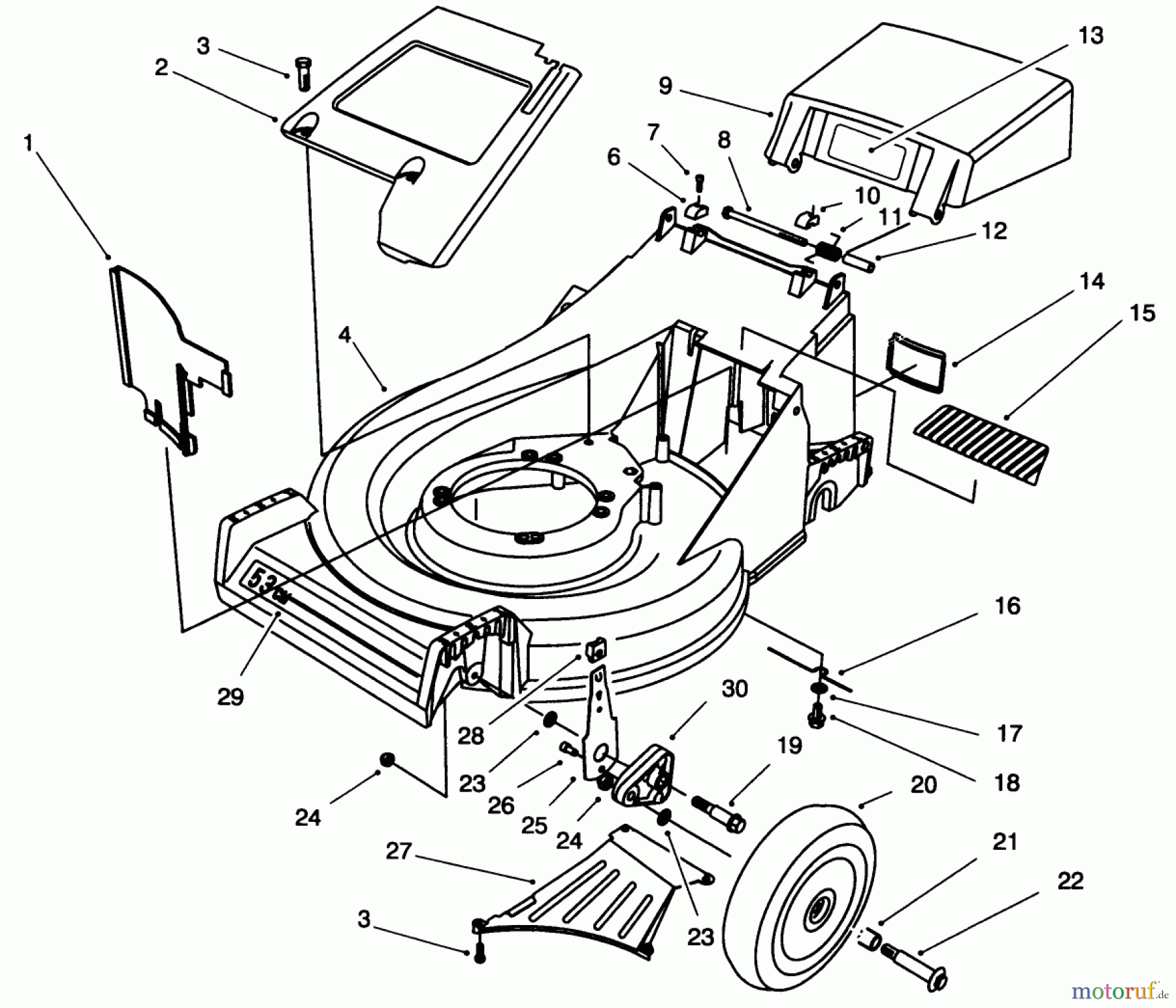  Toro Neu Mowers, Walk-Behind Seite 2 26632B - Toro Lawnmower, 1996 (6900001-6999999) HOUSING ASSEMBLY