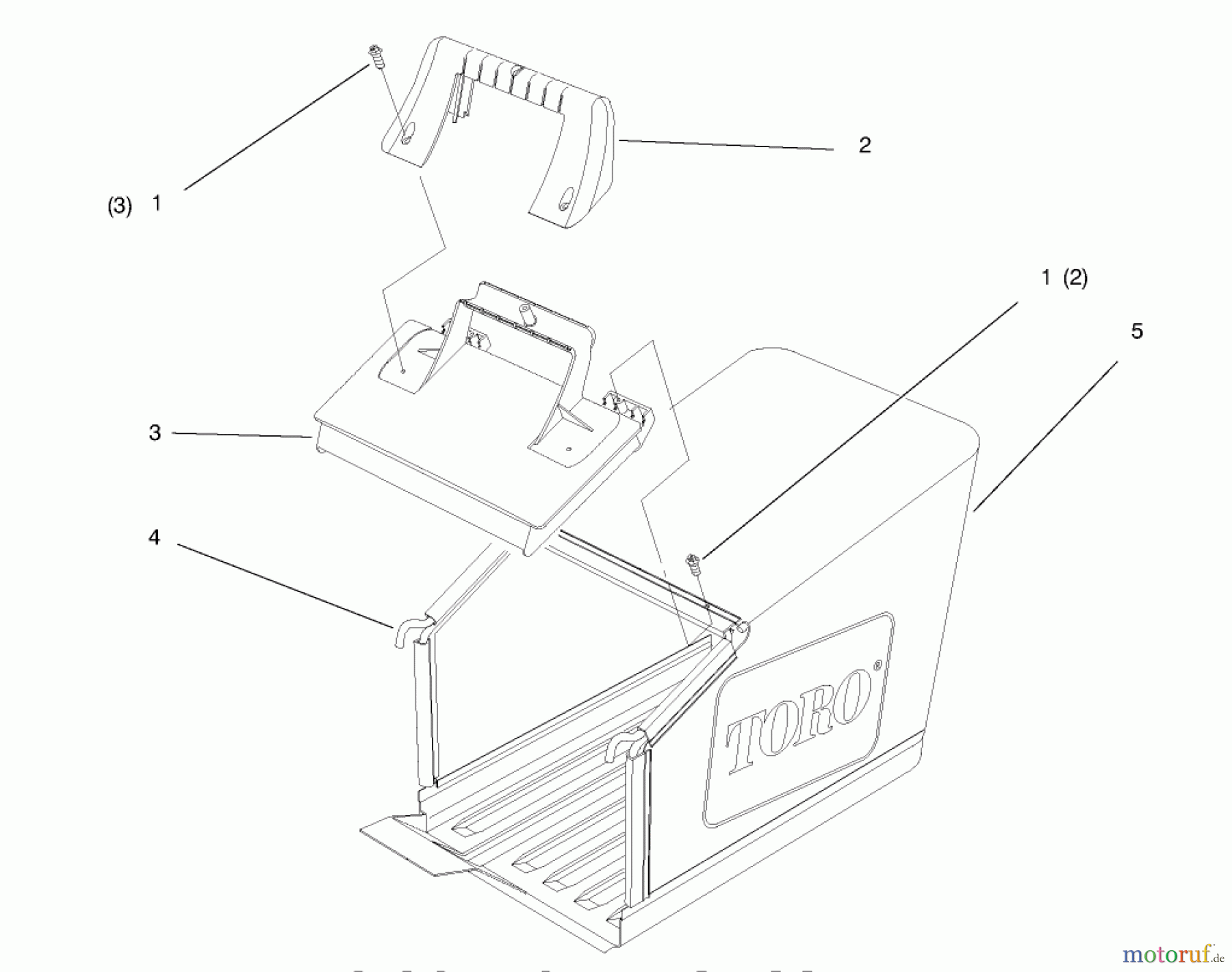  Toro Neu Mowers, Walk-Behind Seite 2 26633 - Toro Lawnmower, 1997 (7900001-7999999) BAG COMPONENTS ASSEMBLY