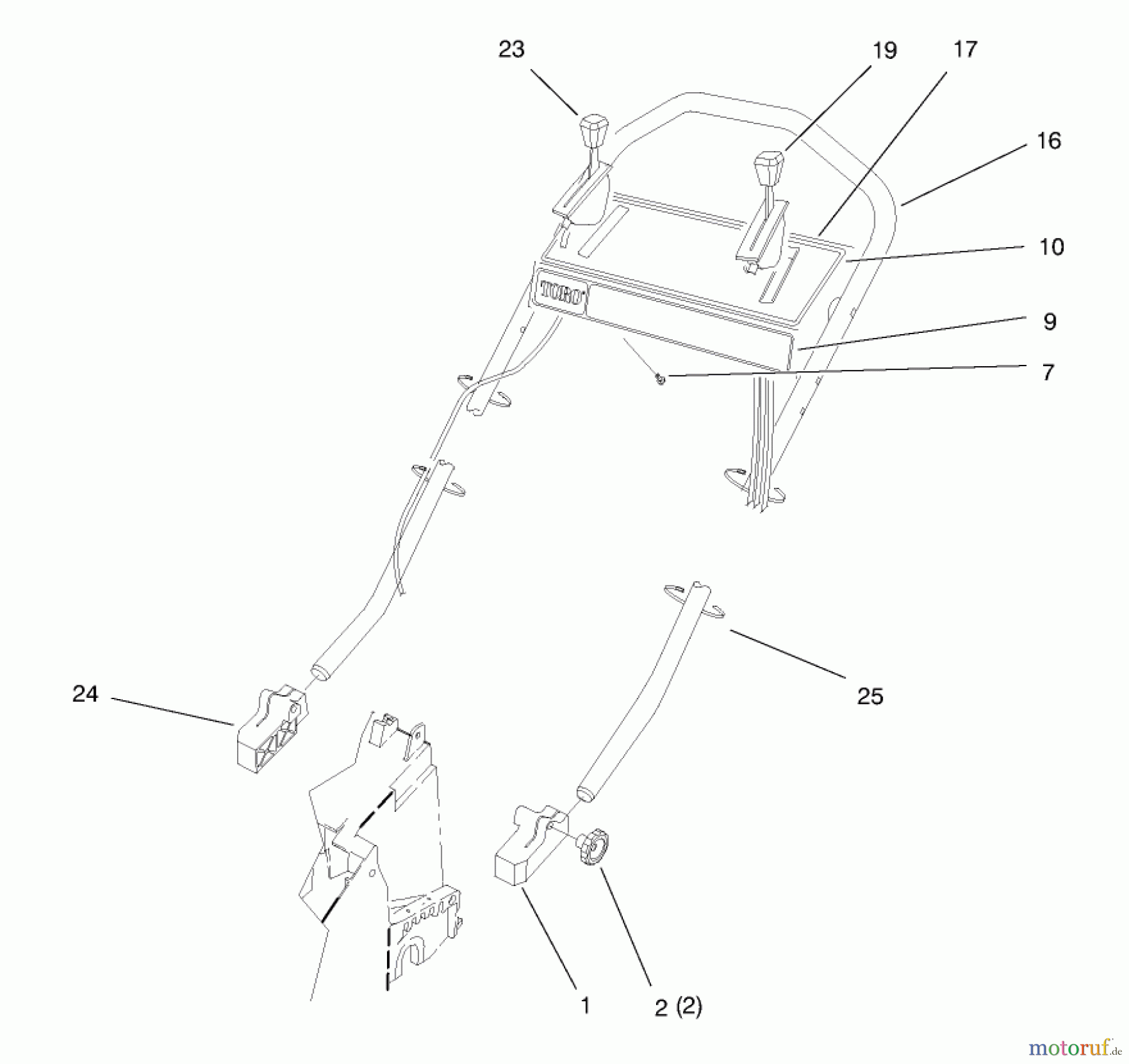  Toro Neu Mowers, Walk-Behind Seite 2 26633B - Toro Lawnmower, 1996 (6900001-6999999) HANDLE ASSEMBLY