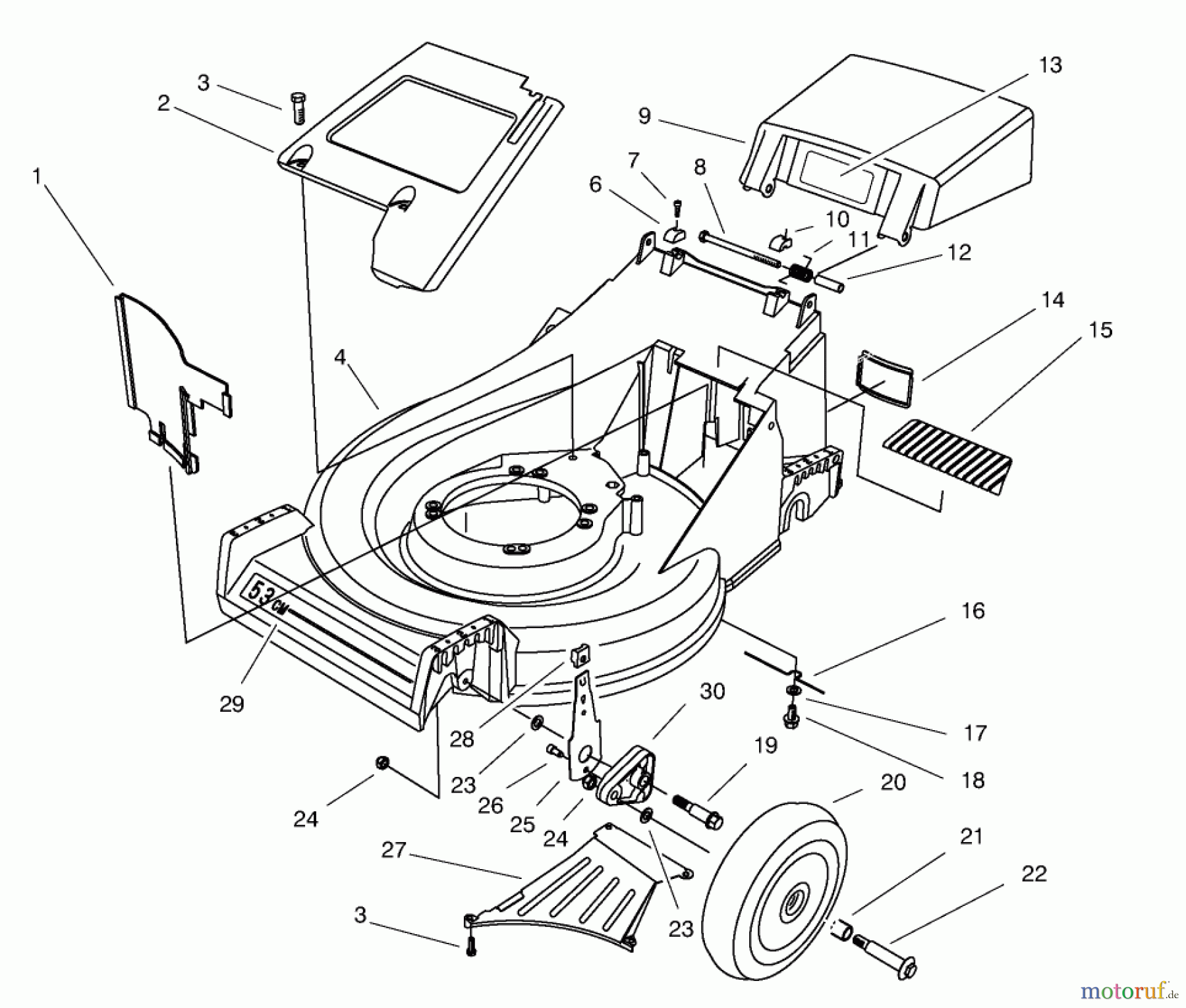  Toro Neu Mowers, Walk-Behind Seite 2 26636 - Toro Lawnmower, 1997 (7900001-7999999) HOUSING ASSEMBLY