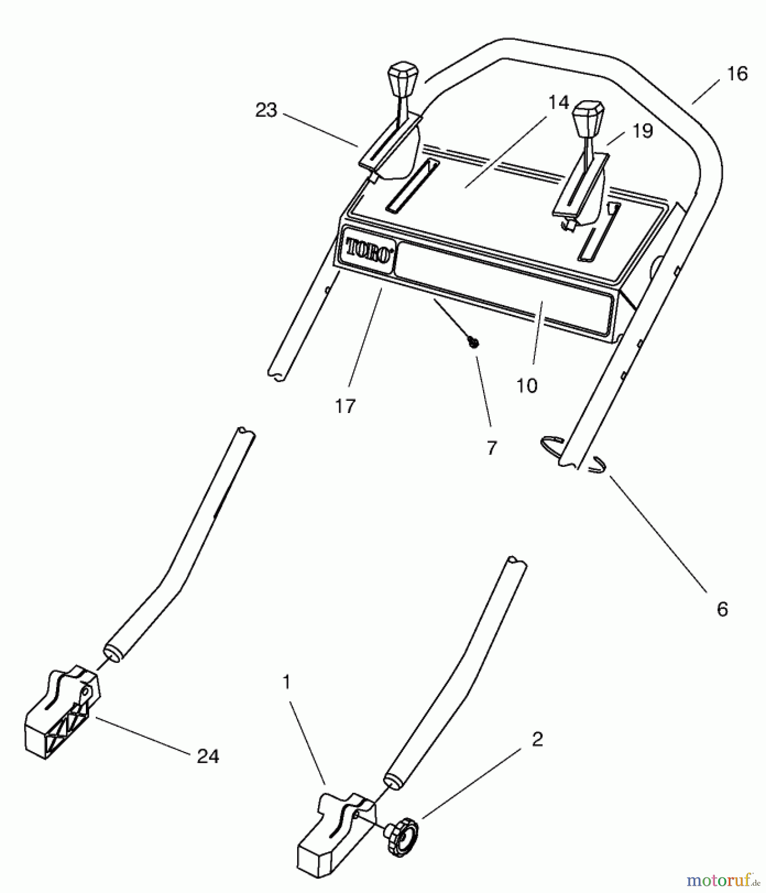  Toro Neu Mowers, Walk-Behind Seite 2 26637 - Toro Lawnmower, 1998 (8900001-8999999) HANDLE ASSEMBLY