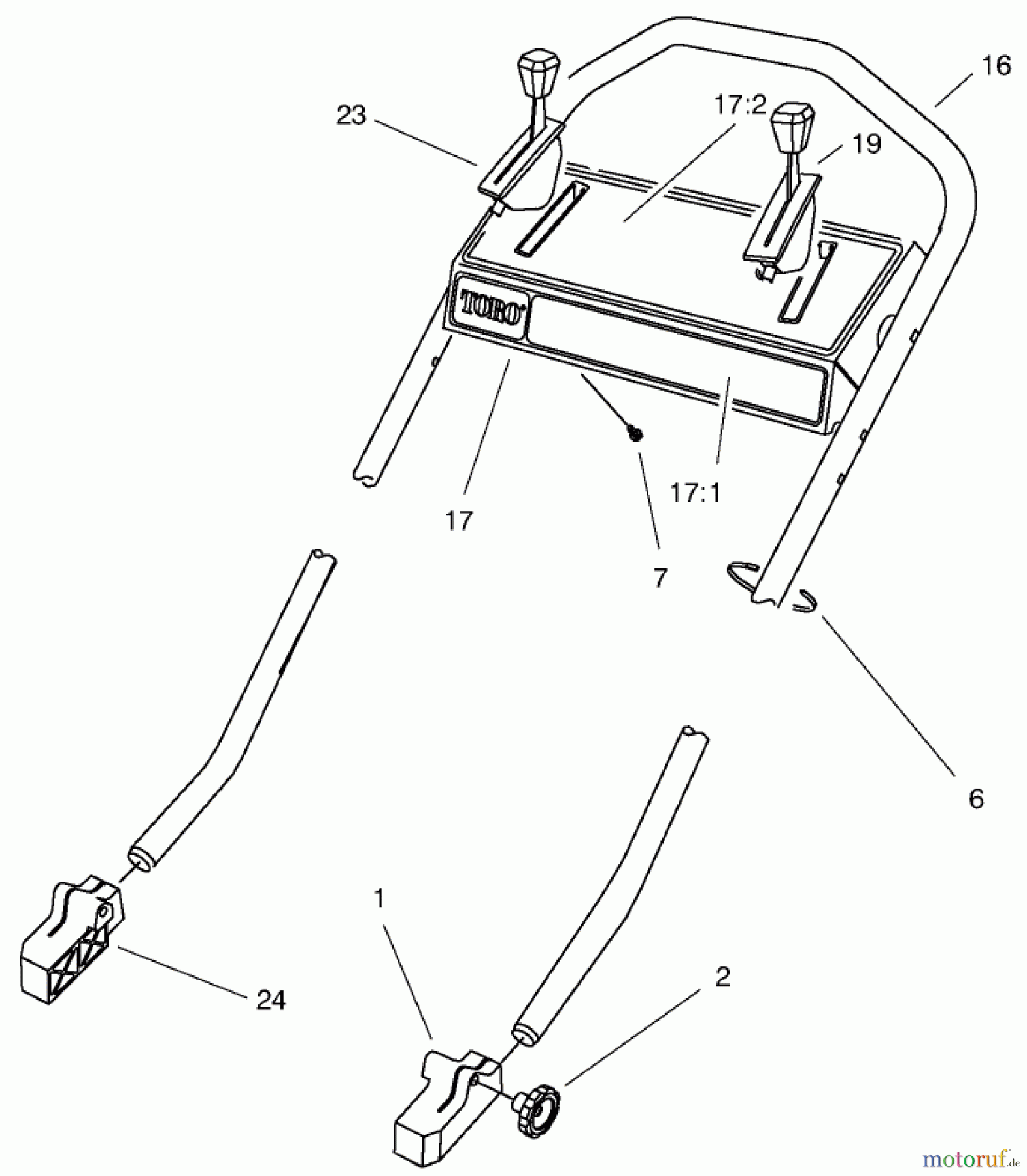  Toro Neu Mowers, Walk-Behind Seite 2 26637 - Toro Lawnmower, 2001 (210000001-210999999) HANDLE ASSEMBLY