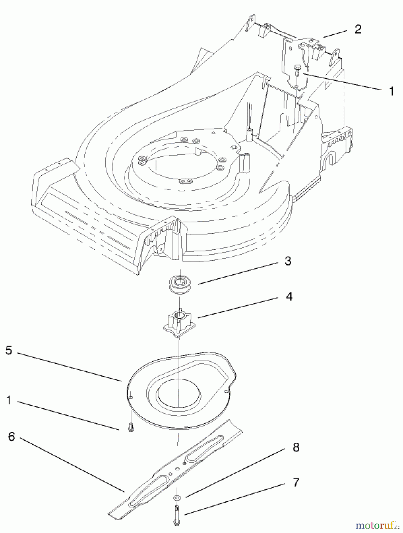  Toro Neu Mowers, Walk-Behind Seite 2 26639 - Toro Lawnmower, 1998 (8900001-8999999) SHEILD & BLADE ASSEMBLY