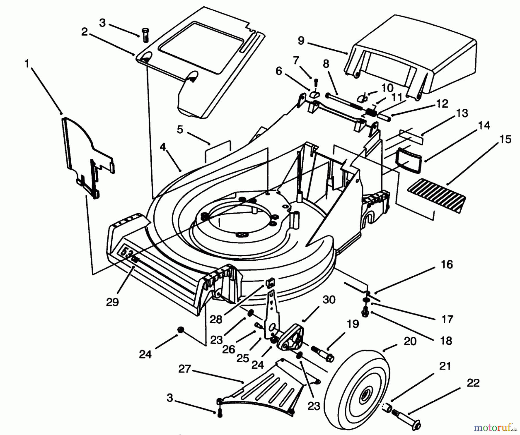  Toro Neu Mowers, Walk-Behind Seite 2 26640B - Toro Lawnmower, 1993 (3900001-3999999) HOUSING ASSEMBLY