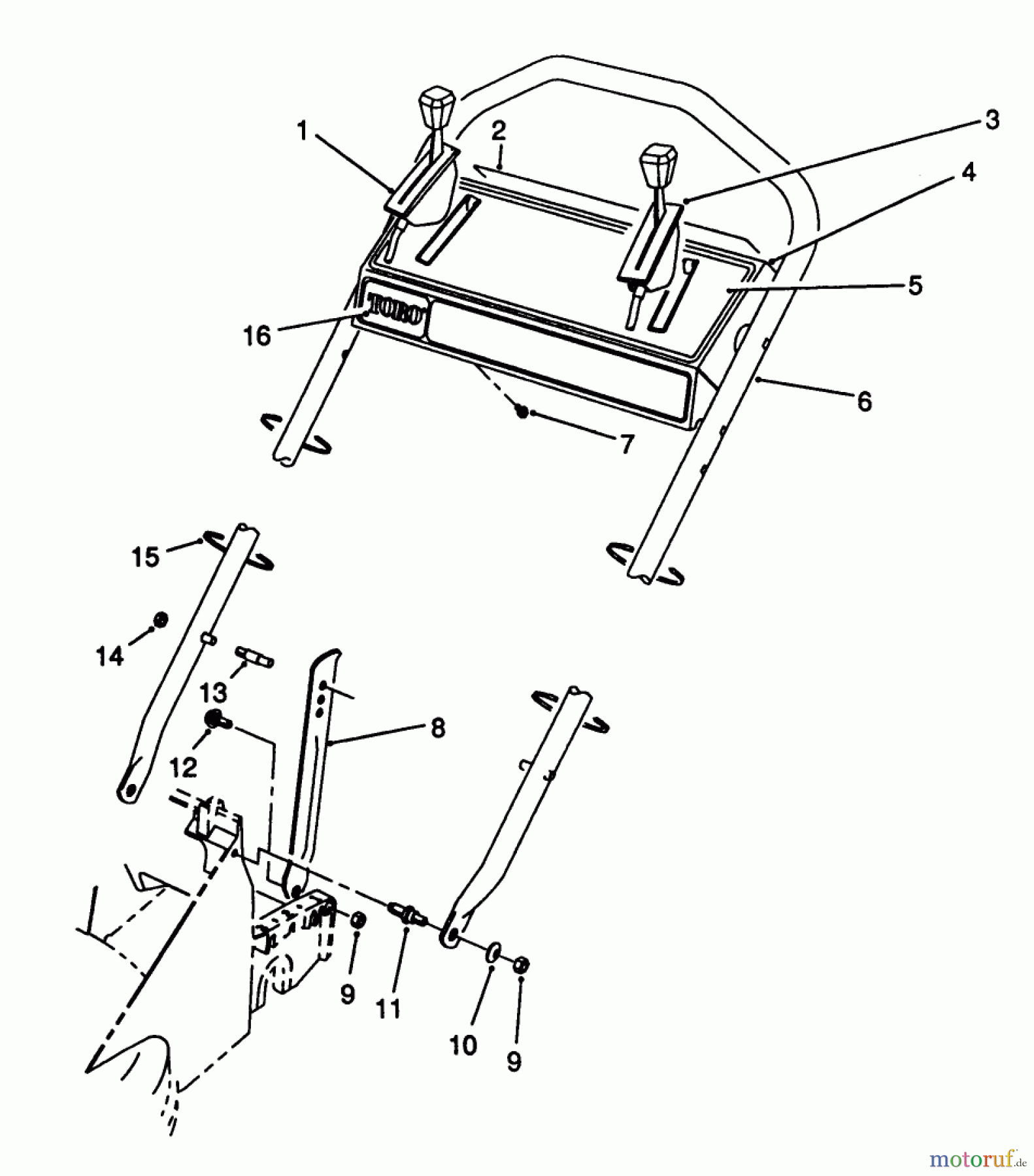  Toro Neu Mowers, Walk-Behind Seite 2 26641 - Toro Lawnmower, 1989 (9000001-9999999) HANDLE ASSEMBLY