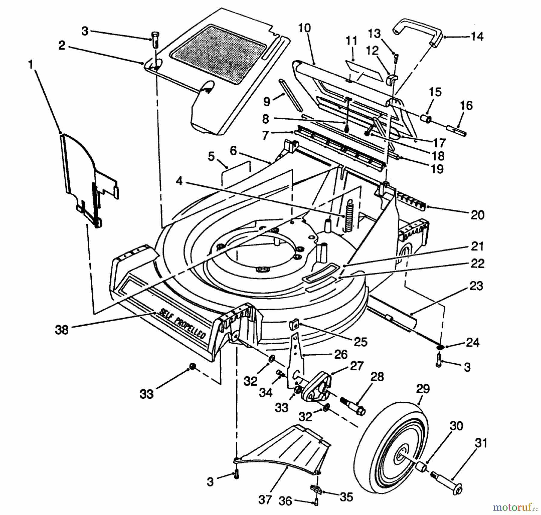  Toro Neu Mowers, Walk-Behind Seite 2 26642 - Toro Lawnmower, 1989 (9000001-9999999) HOUSING ASSEMBLY #1