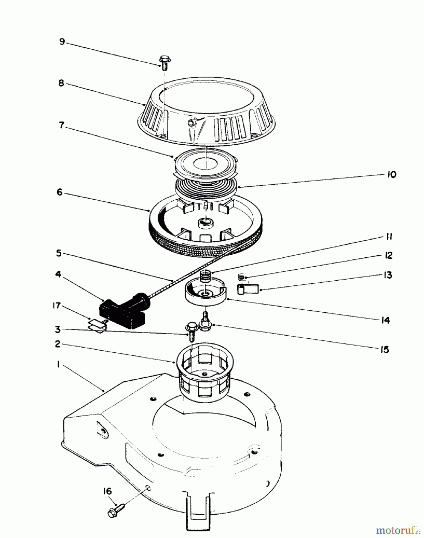  Toro Neu Mowers, Walk-Behind Seite 2 26680WG - Toro Lawnmower, 1990 (0000001-0999999) RECOIL ASSEMBLY (ENGINE MODEL NO. 47PK9)