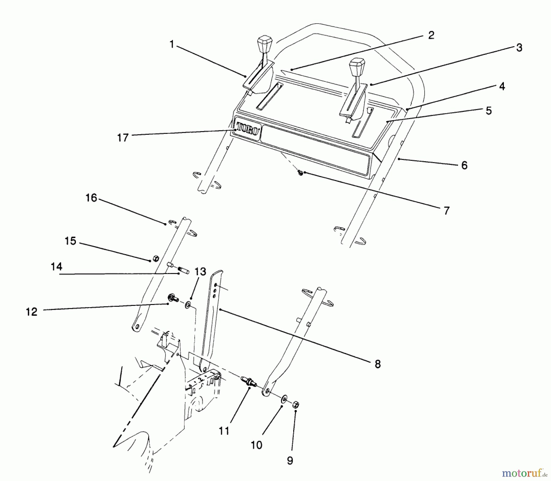  Toro Neu Mowers, Walk-Behind Seite 2 26683 - Toro Lawnmower, 1991 (1000001-1999999) HANDLE ASSEMBLY