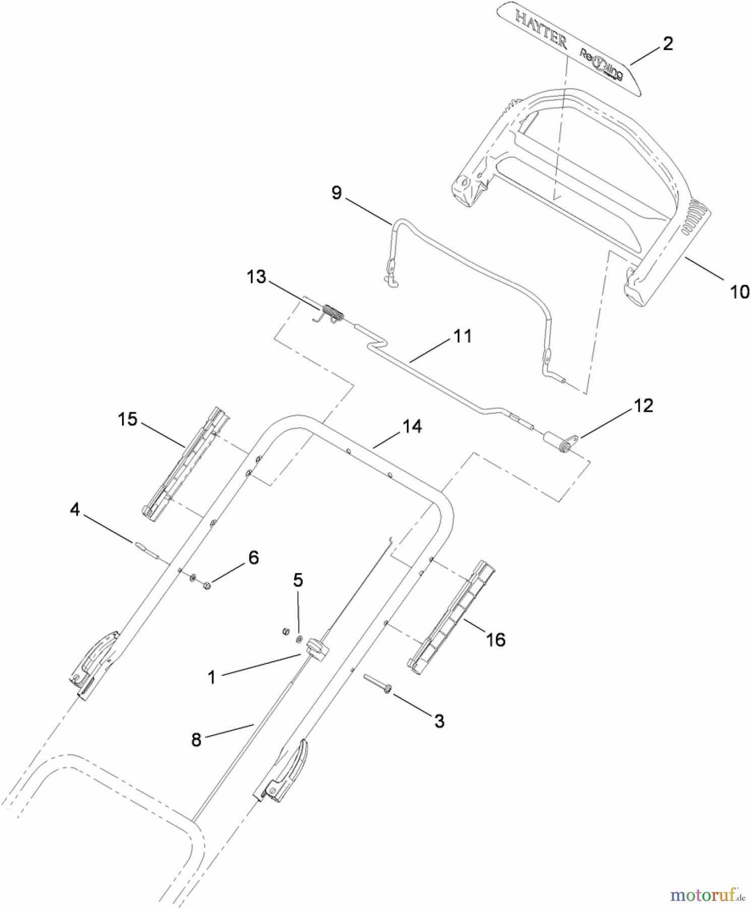  Toro Neu Mowers, Walk-Behind Seite 2 446F (R48) - Toro R48 Recycling Mower, 2010 (310000001-310999999) UPPER HANDLE ASSEMBLY