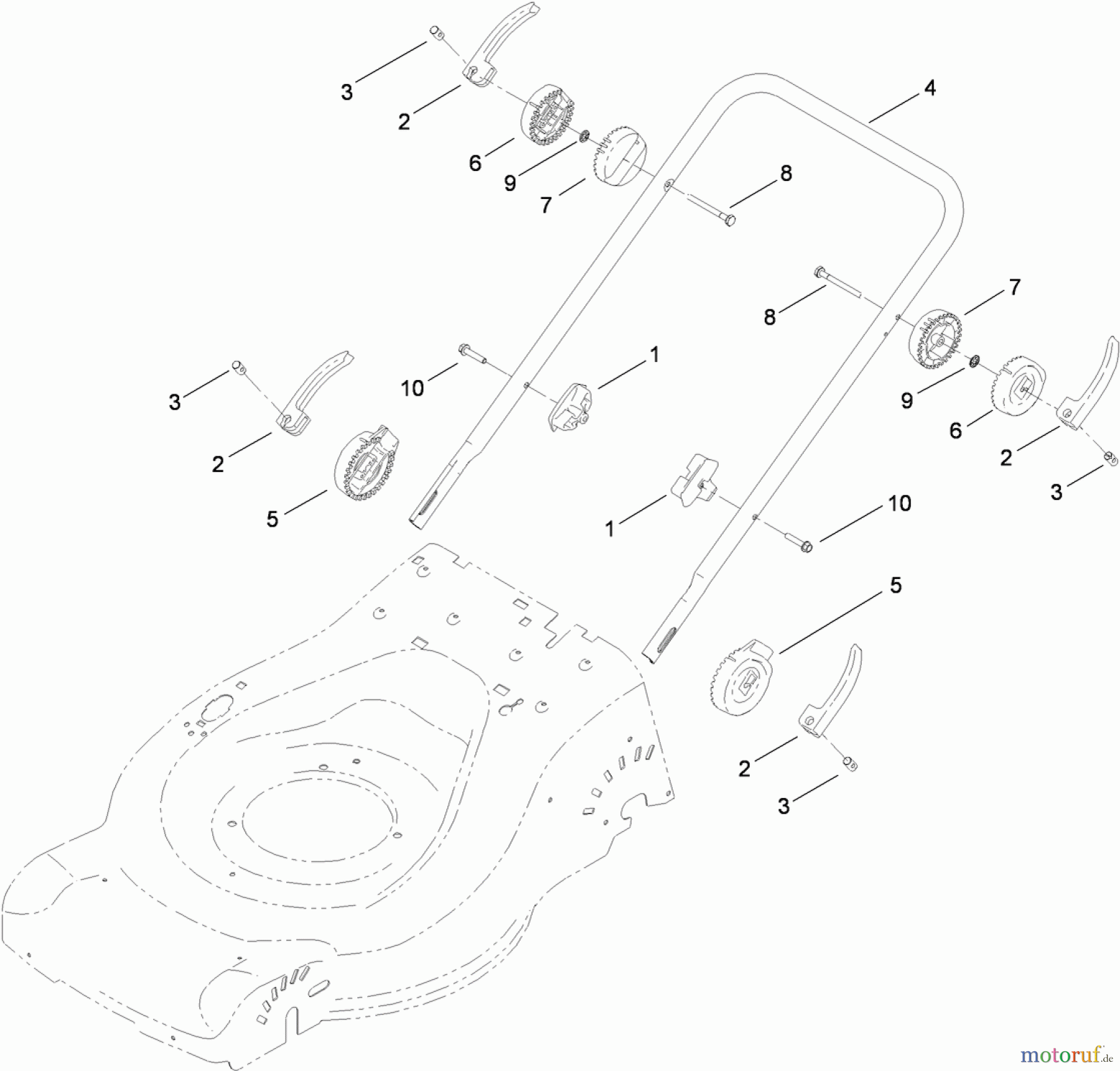  Toro Neu Mowers, Walk-Behind Seite 2 447F (R48) - Toro R48 Recycling Mower, 2010 (310000001-310999999) LOWER HANDLE ASSEMBLY