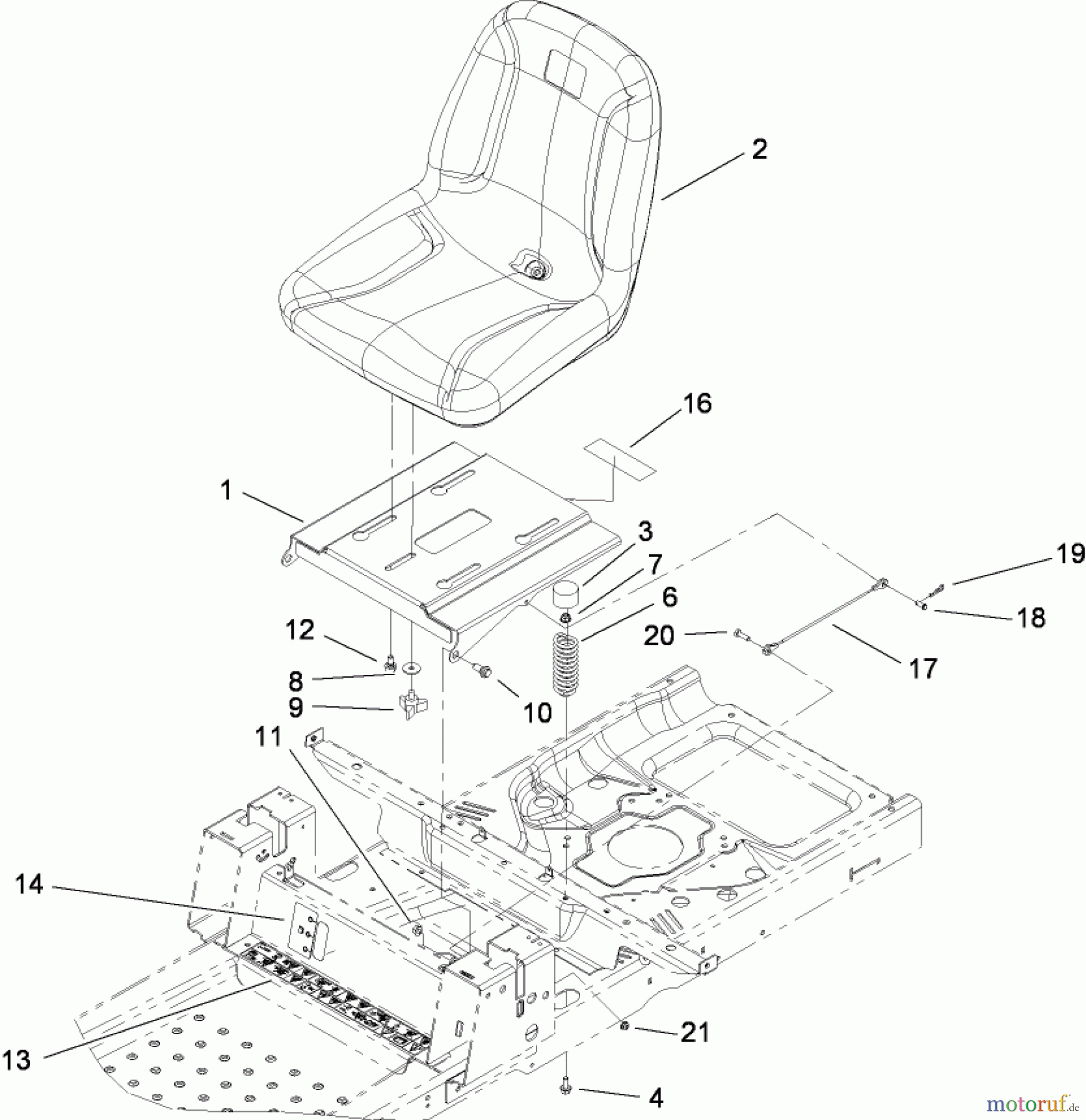  Toro Neu Mowers, Zero-Turn 136E (RZT420H) - Toro RZT420H Riding Mower, 2009 (290000001-290999999) SEAT ASSEMBLY