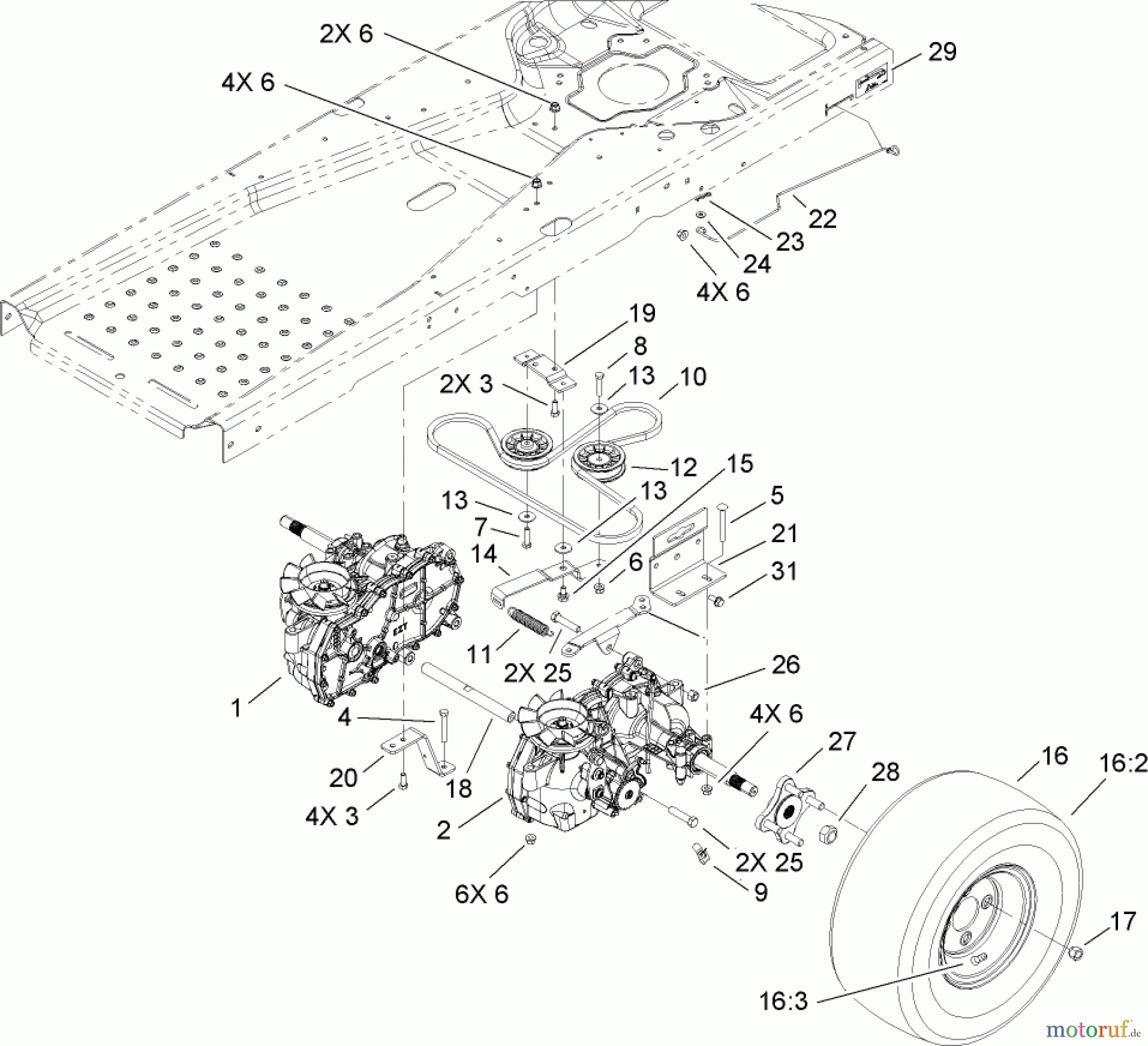  Toro Neu Mowers, Zero-Turn 74360 (Z4200) - Toro TimeCutter Z4200 Riding Mower, 2007 (270000001-270999999) HYDRO DRIVE ASSEMBLY