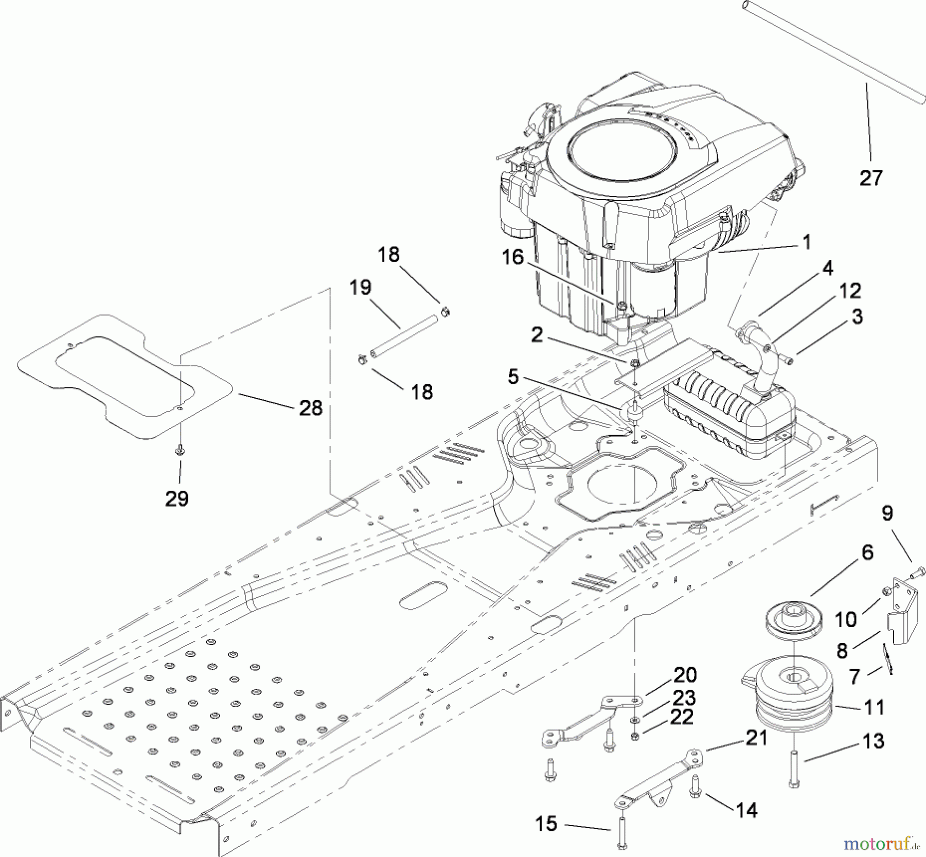  Toro Neu Mowers, Zero-Turn 74363 (Z4200) - Toro TimeCutter Z4220 Riding Mower, 2008 (280000001-280999999) ENGINE AND CLUTCH ASSEMBLY