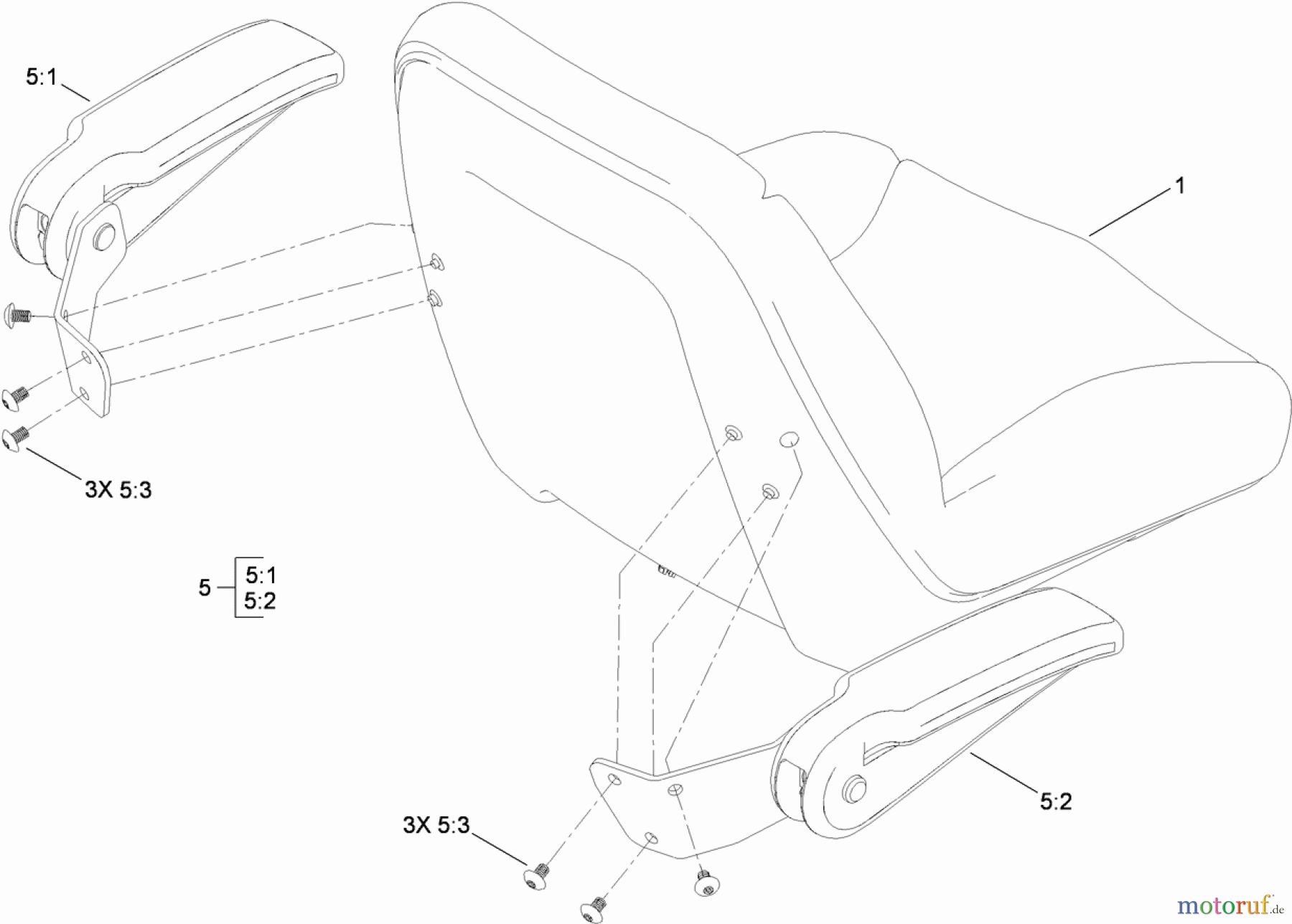  Toro Neu Mowers, Zero-Turn 74375 (Z5060) - Toro TimeCutter Z5060 Riding Mower, 2009 (290000001-290000199) SEAT AND ARMREST KIT ASSEMBLY NO. 117-1227