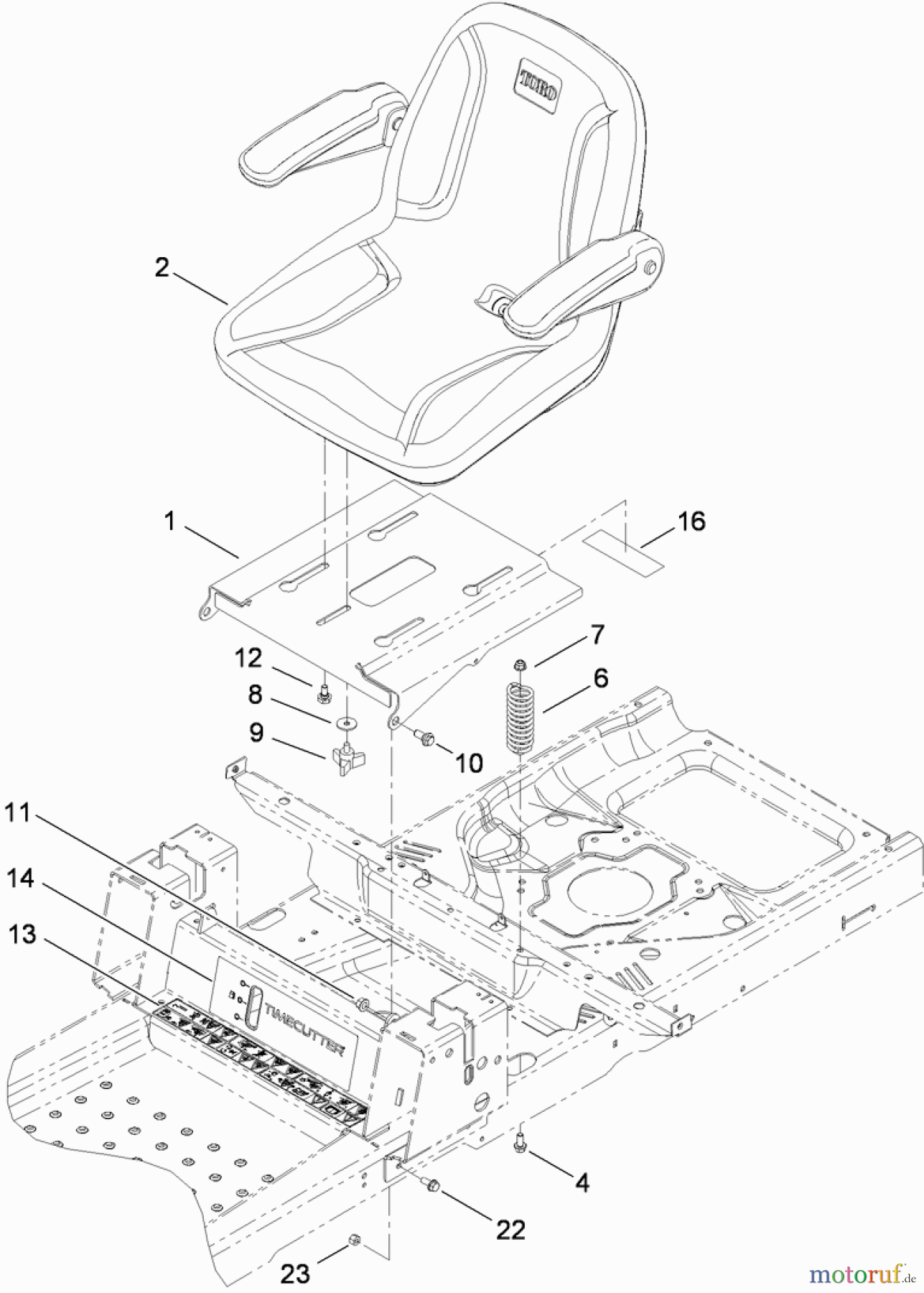  Toro Neu Mowers, Zero-Turn 74375 (Z5060) - Toro TimeCutter Z5060 Riding Mower, 2010 (310000001-310999999) SEAT ASSEMBLY