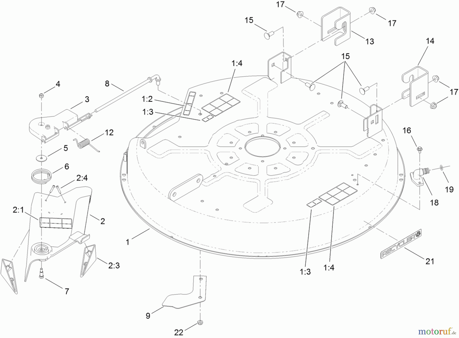  Toro Neu Mowers, Zero-Turn 74388 (ZS 3200S) - Toro TimeCutter ZS 3200S Riding Mower, 2012 (SN 312000001-312999999) 32 INCH DECK ASSEMBLY