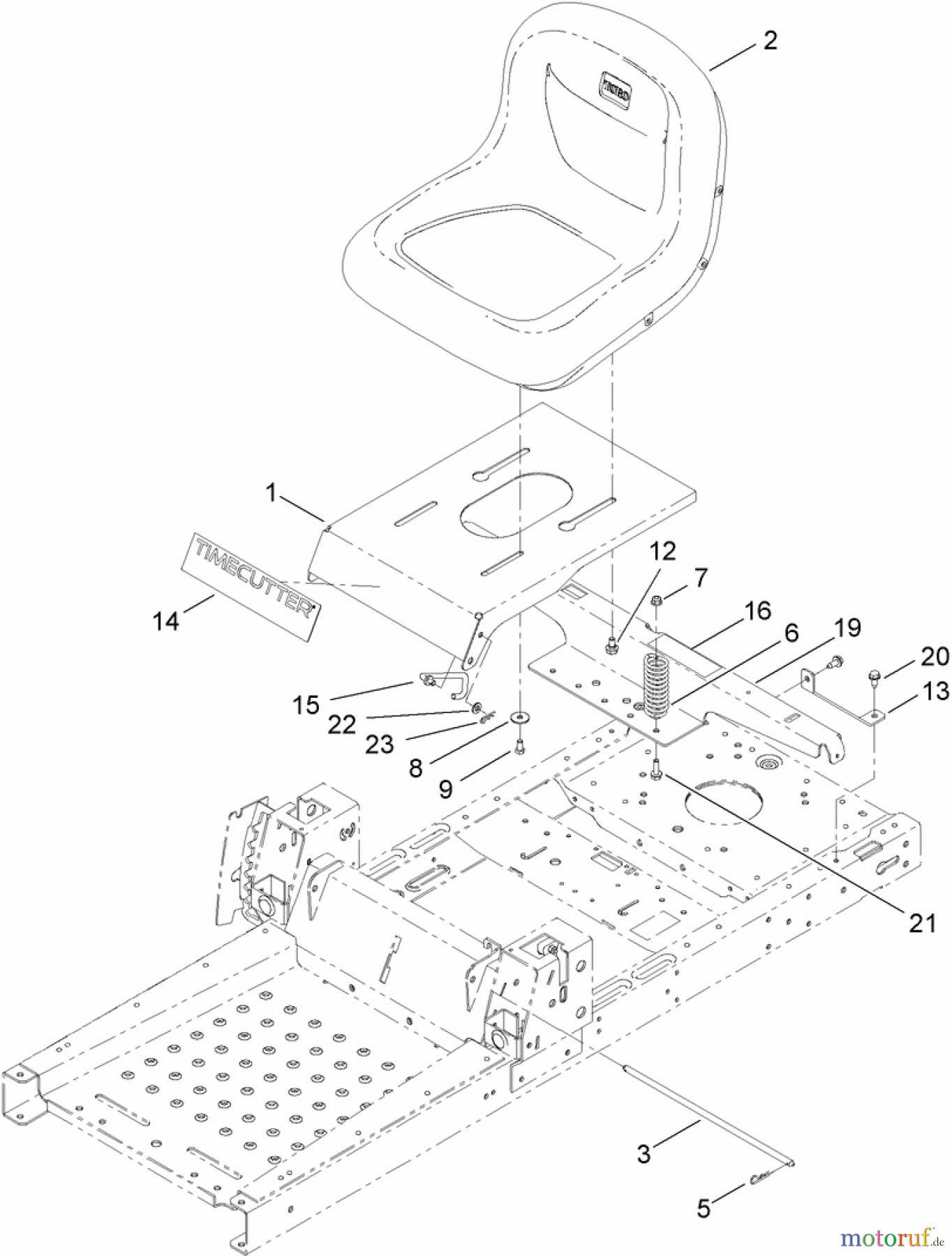  Toro Neu Mowers, Zero-Turn 74388 (ZS 3200S) - Toro TimeCutter ZS 3200S Riding Mower, 2012 (SN 312000001-312999999) SEAT ASSEMBLY