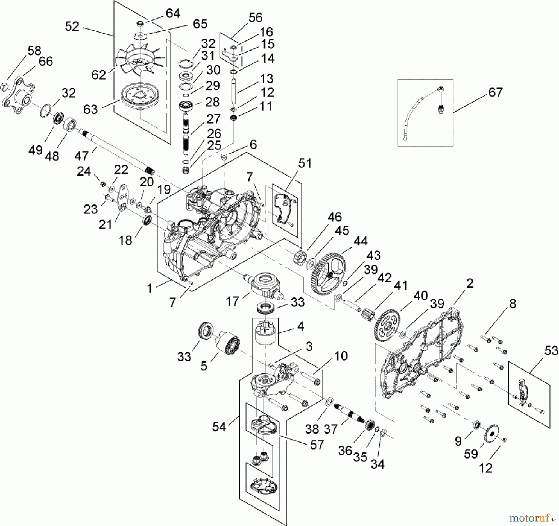  Toro Neu Mowers, Zero-Turn 74425 (Z530) - Toro TimeCutter Z530 Riding Mower, 2007 (270000001-270999999) LH HYDRO TRANSAXLE ASSEMBLY NO. 112-4760