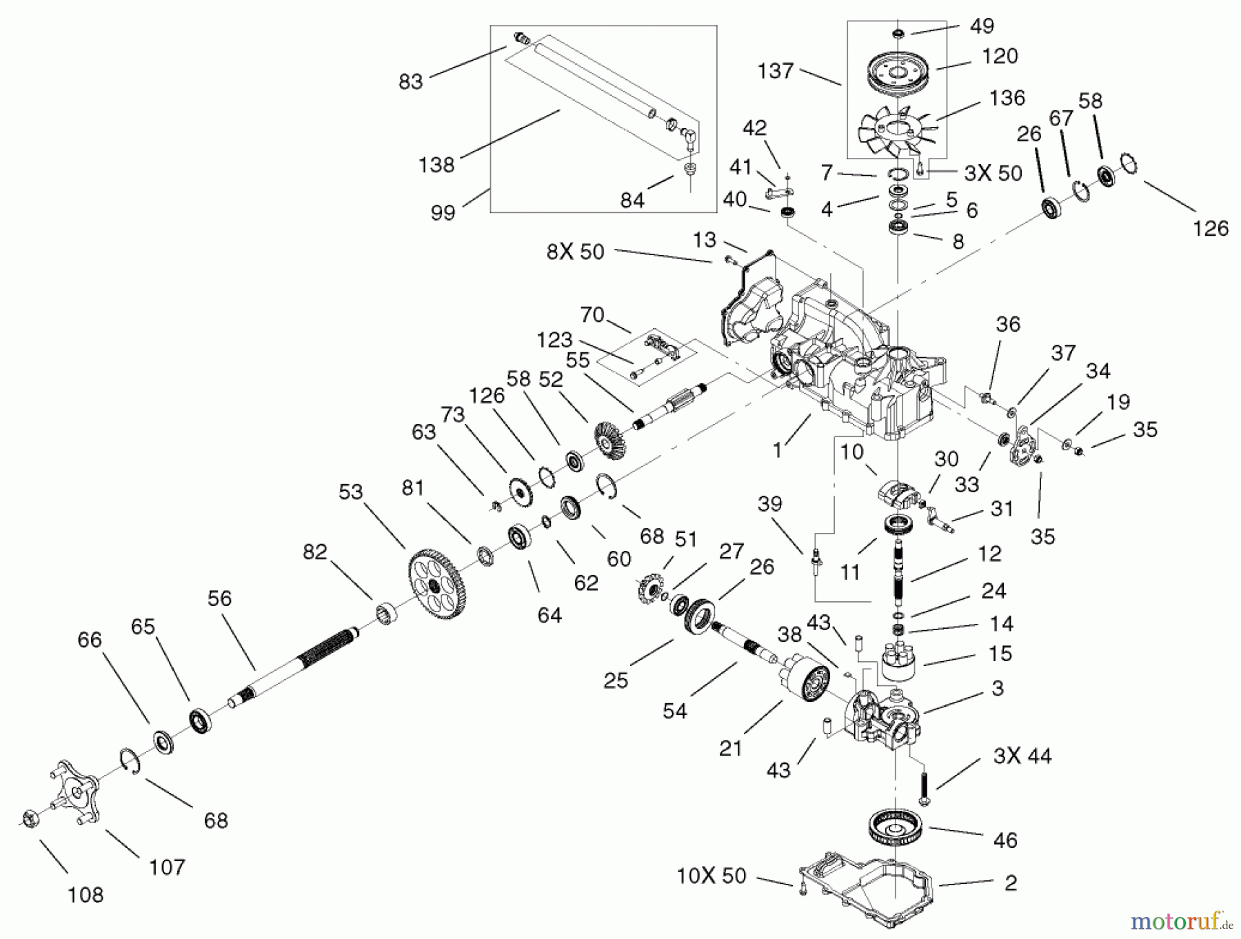  Toro Neu Mowers, Zero-Turn 74601 (Z17-44) - Toro Z17-44 TimeCutter Z Riding Mower, 2002 (220000001-220000912) RH HYDRO TRANSAXLE ASSEMBLY NO. 100-7360