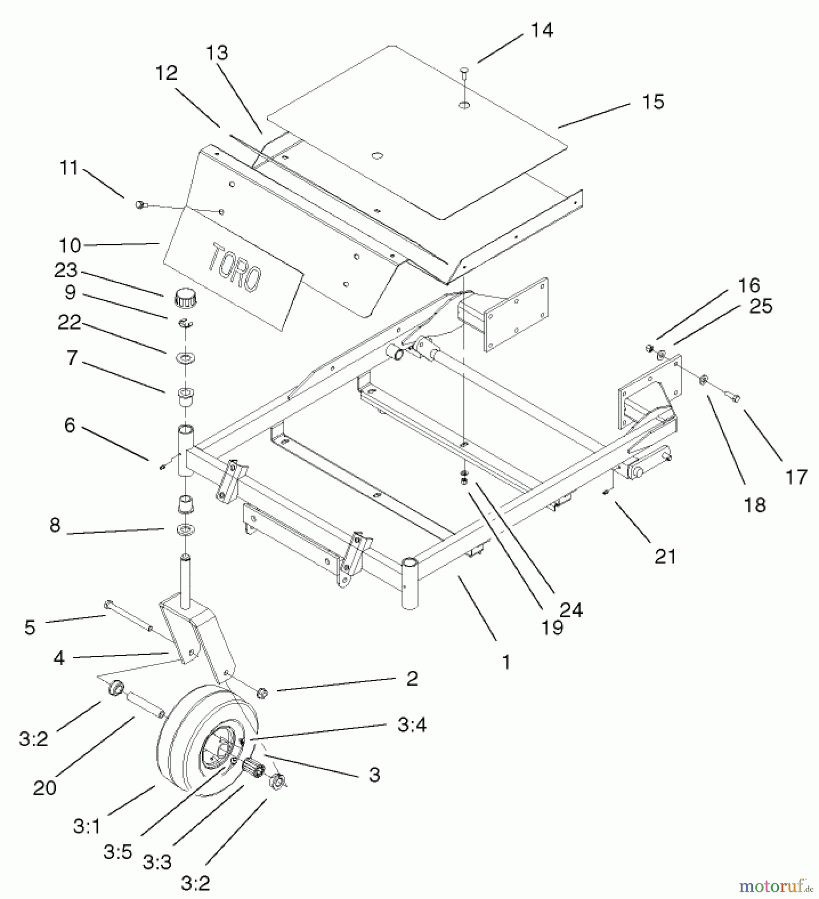  Toro Neu Mowers, Zero-Turn 74701 (Z17-52) - Toro Z17-52 TimeCutter Z Riding Mower, 2001 (210000001-210999999) FRONT FRAME ASSEMBLY