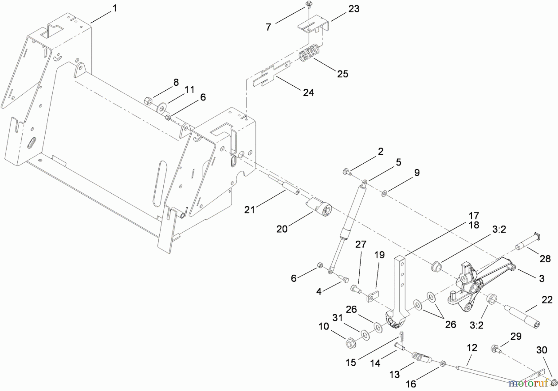  Toro Neu Mowers, Zero-Turn 74823 (ZX6000) - Toro TITAN ZX6000 Zero-Turn-Radius Riding Mower, 2009 (290000001-290999999) MOTION CONTROL ASSEMBLY