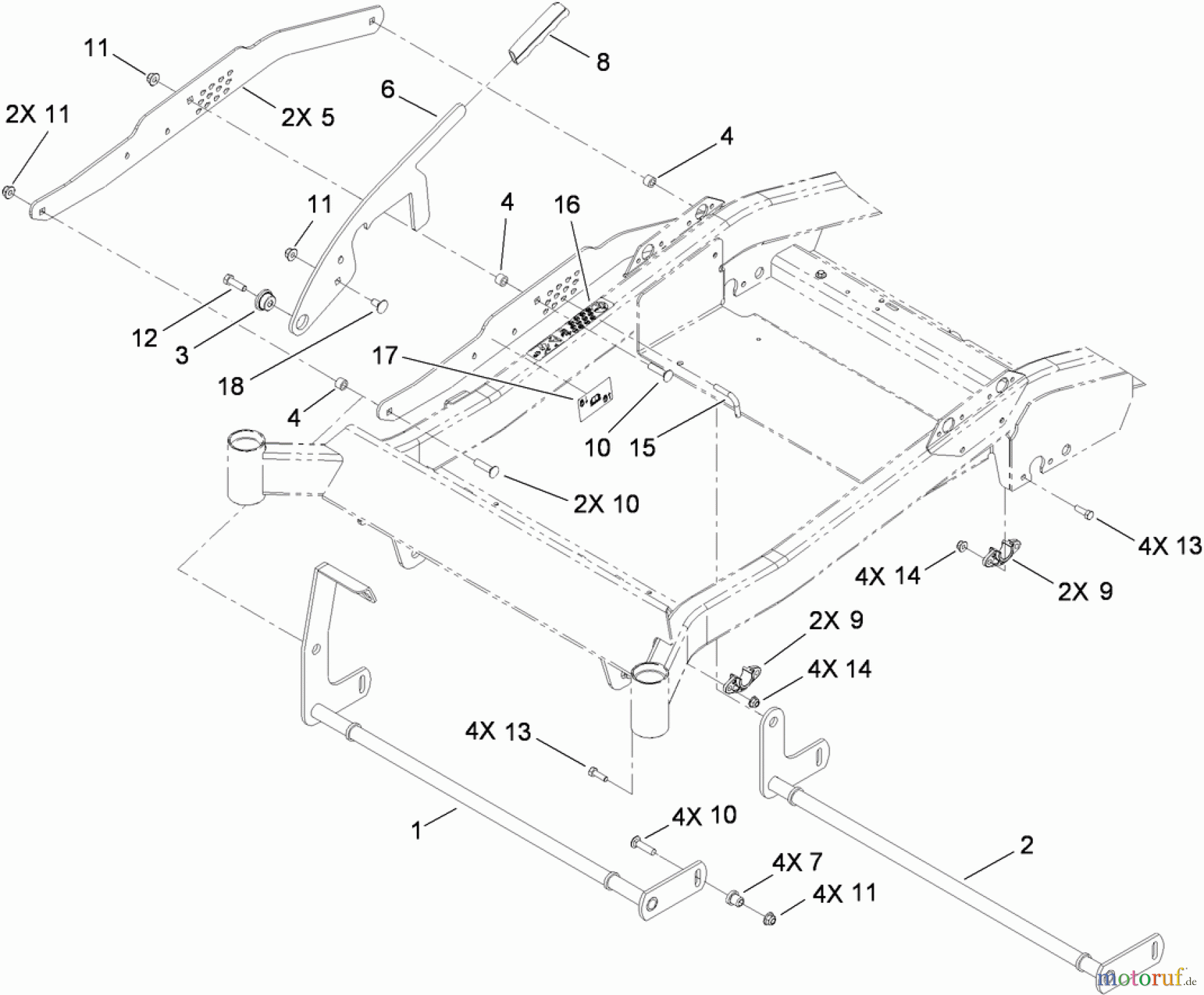  Toro Neu Mowers, Zero-Turn 74824 (ZX6050) - Toro TITAN ZX6050 Zero-Turn-Radius Riding Mower, 2009 (290000001-290999999) DECK LIFT ASSEMBLY