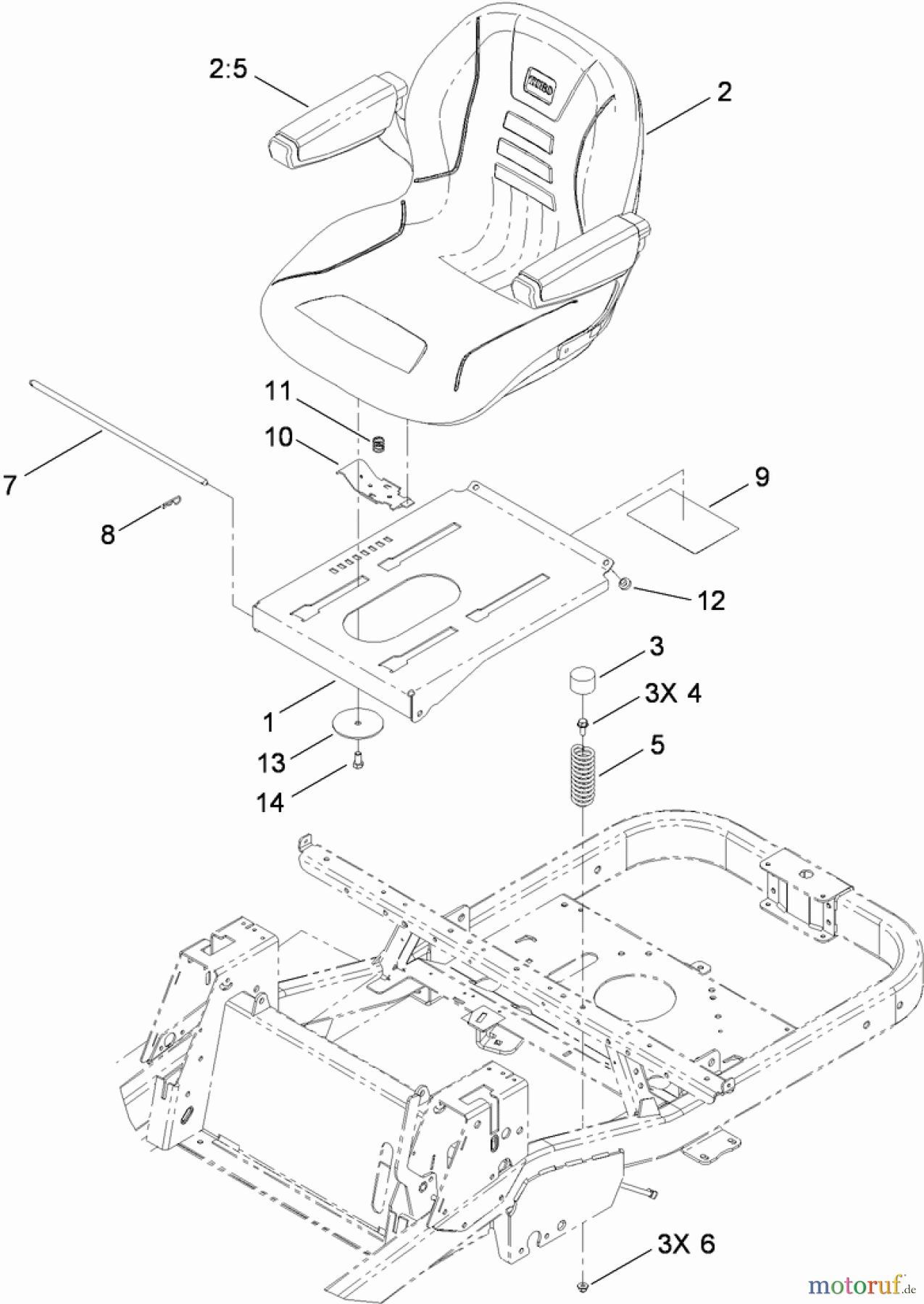  Toro Neu Mowers, Zero-Turn 74833 (ZX6030) - Toro TITAN ZX6030 Zero-Turn-Radius Riding Mower, 2010 (310000001-310999999) SEAT ASSEMBLY