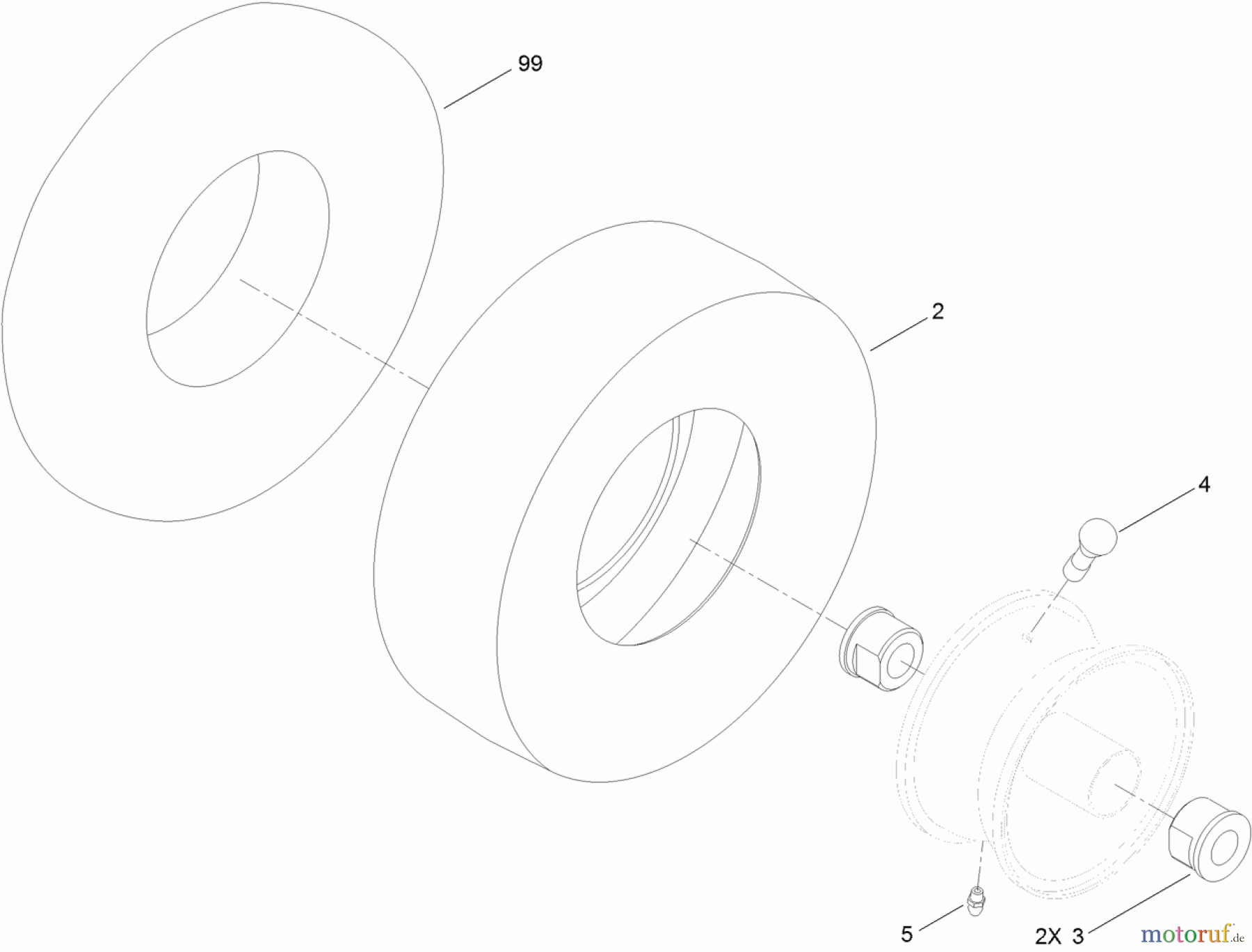  Toro Neu Mowers, Zero-Turn 74845 (ZX4820) - Toro TITAN ZX4820 Zero-Turn-Radius Riding Mower, 2011 (SN 311000001-311999999) WHEEL AND TIRE ASSEMBLY NO. 115-2554