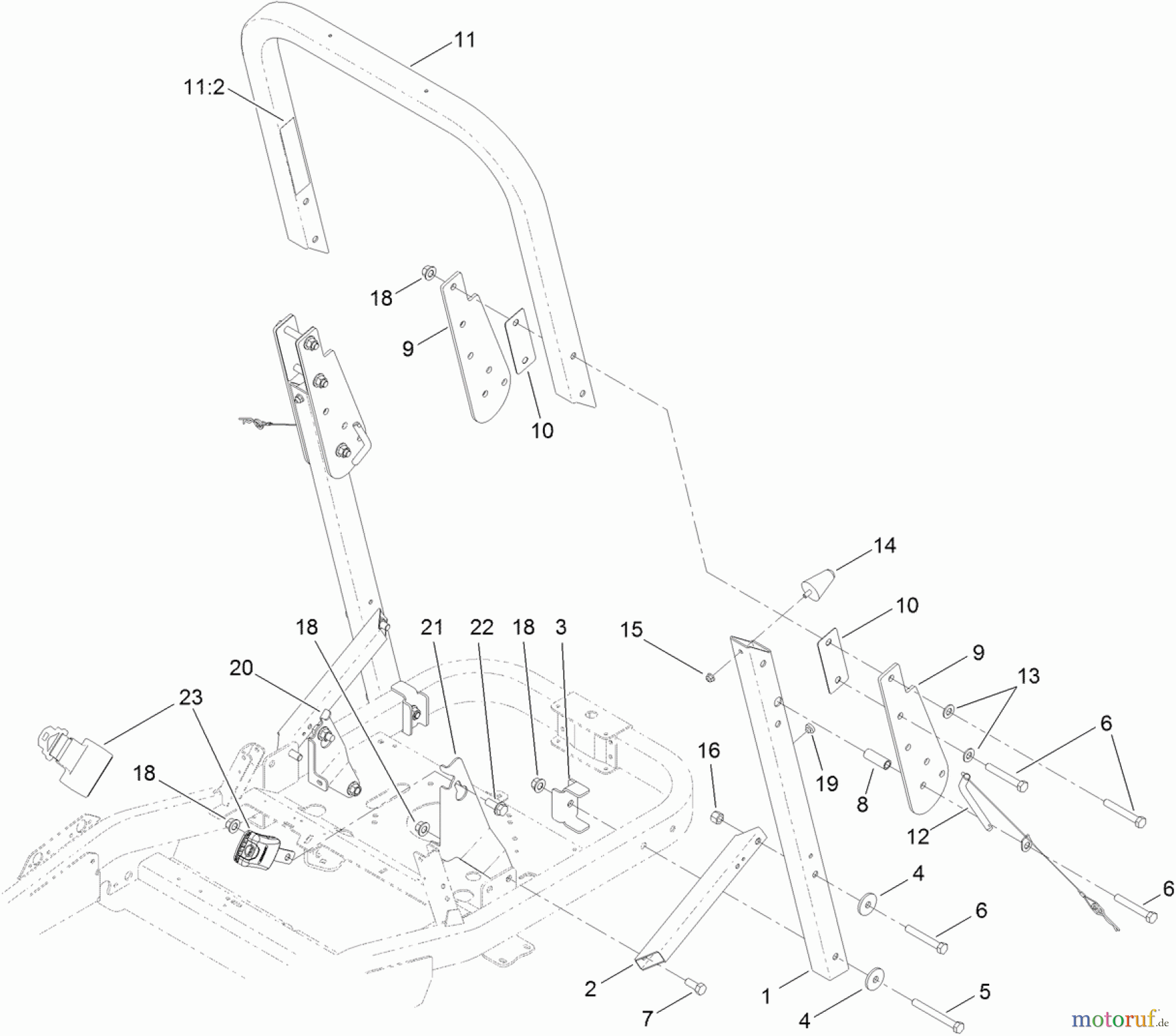  Toro Neu Mowers, Zero-Turn 74920 (ZX4820) - Toro TITAN ZX4820 Zero-Turn-Radius Riding Mower, 2012 (SN 312000001-312999999) ROLL-OVER PROTECTION SYSTEM ASSEMBLY