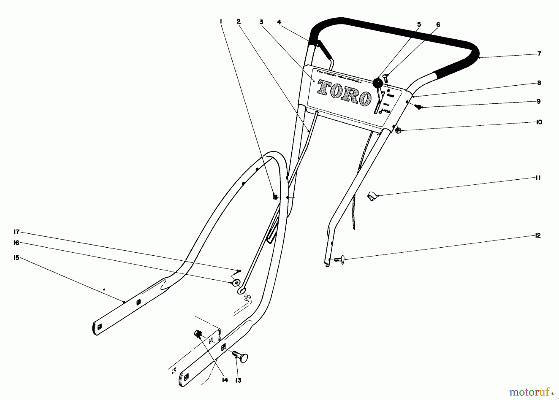  Toro Neu Snow Blowers/Snow Throwers Seite 1 31302 - Toro Snowhound, 1973 (3000001-3999999) HANDLE ASSEMBLY